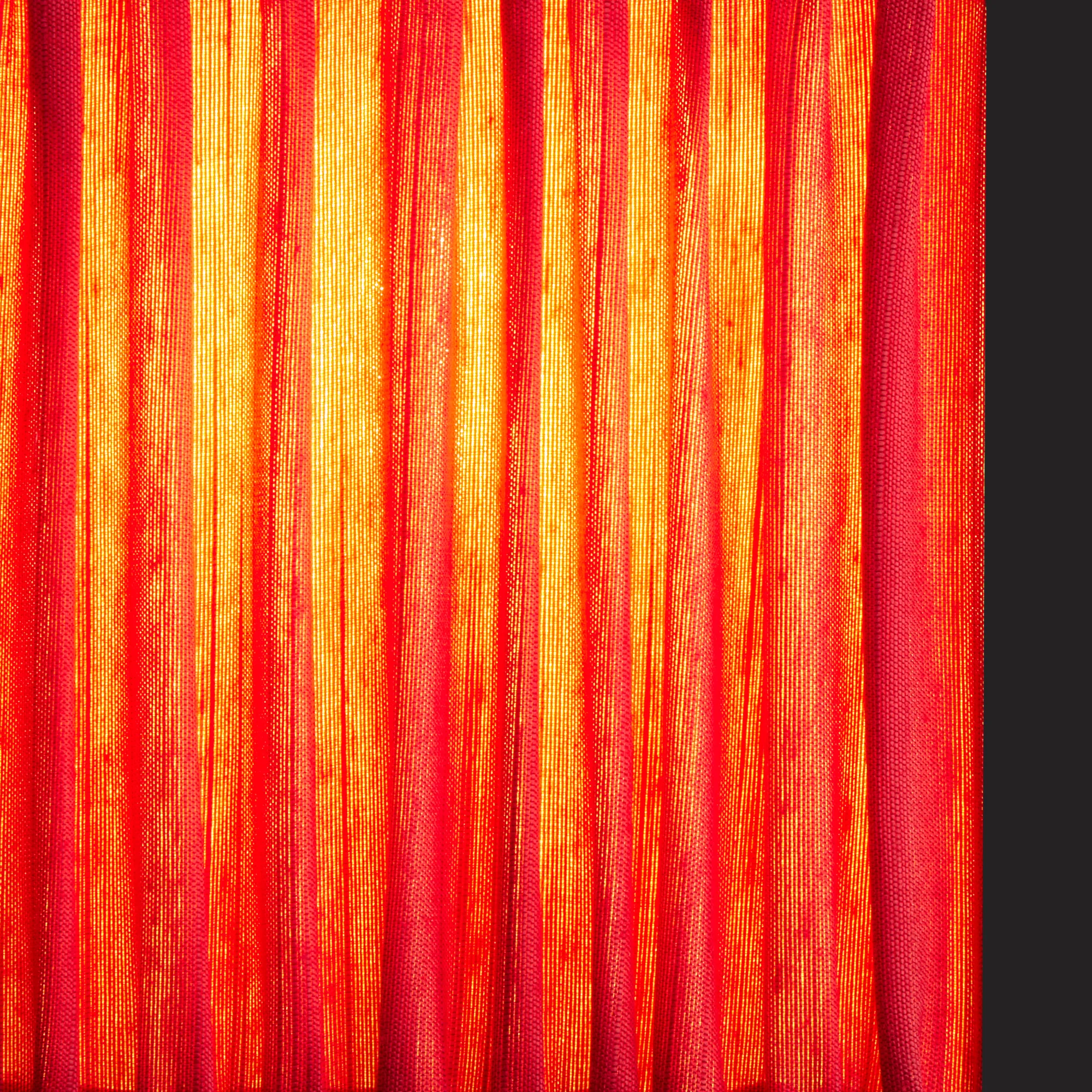 10.5cm tall square gathered shade in Ruby silk with velvet tape - Image 3