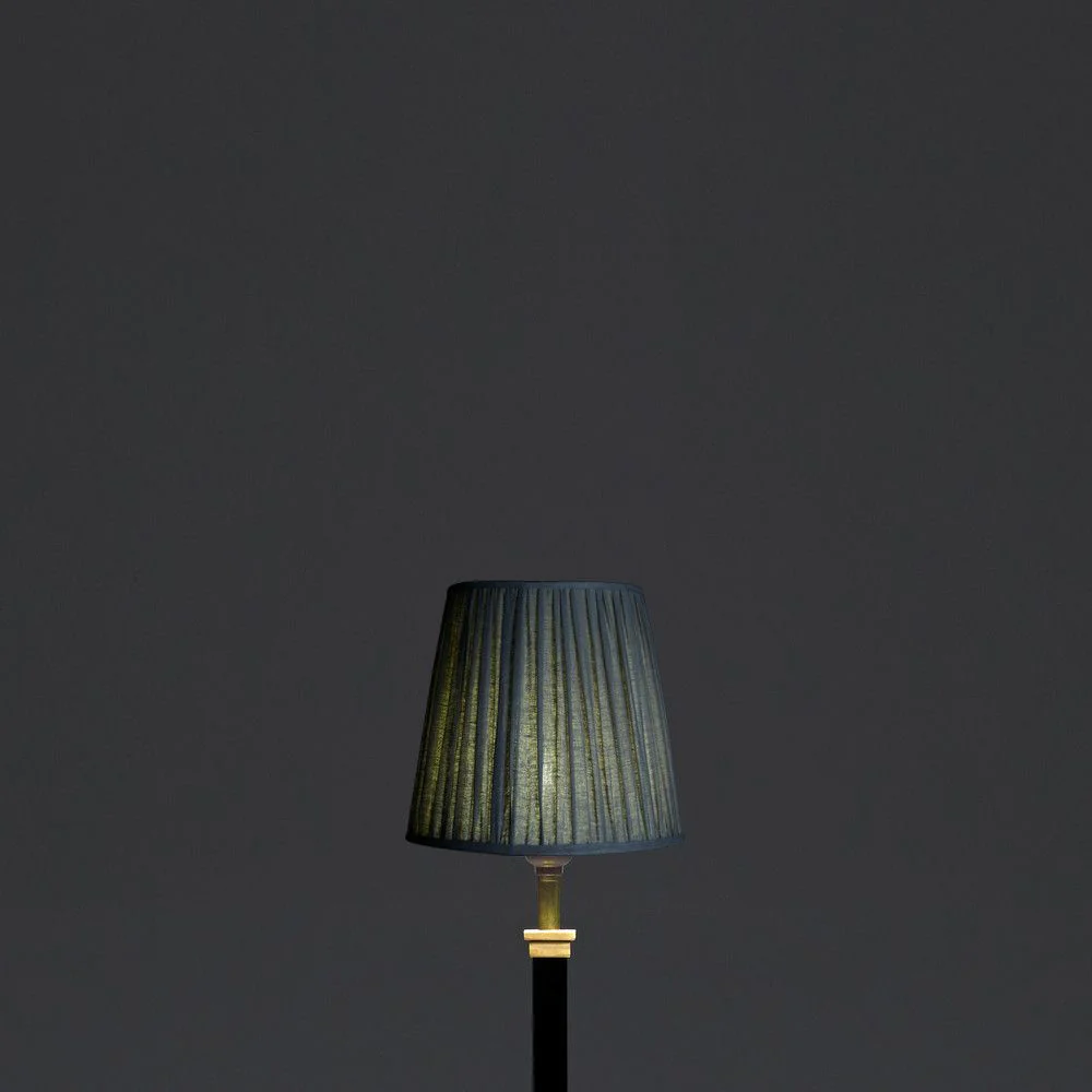 14cm tall tapered gathered lampshade in smog stonewashed linen - Image 3