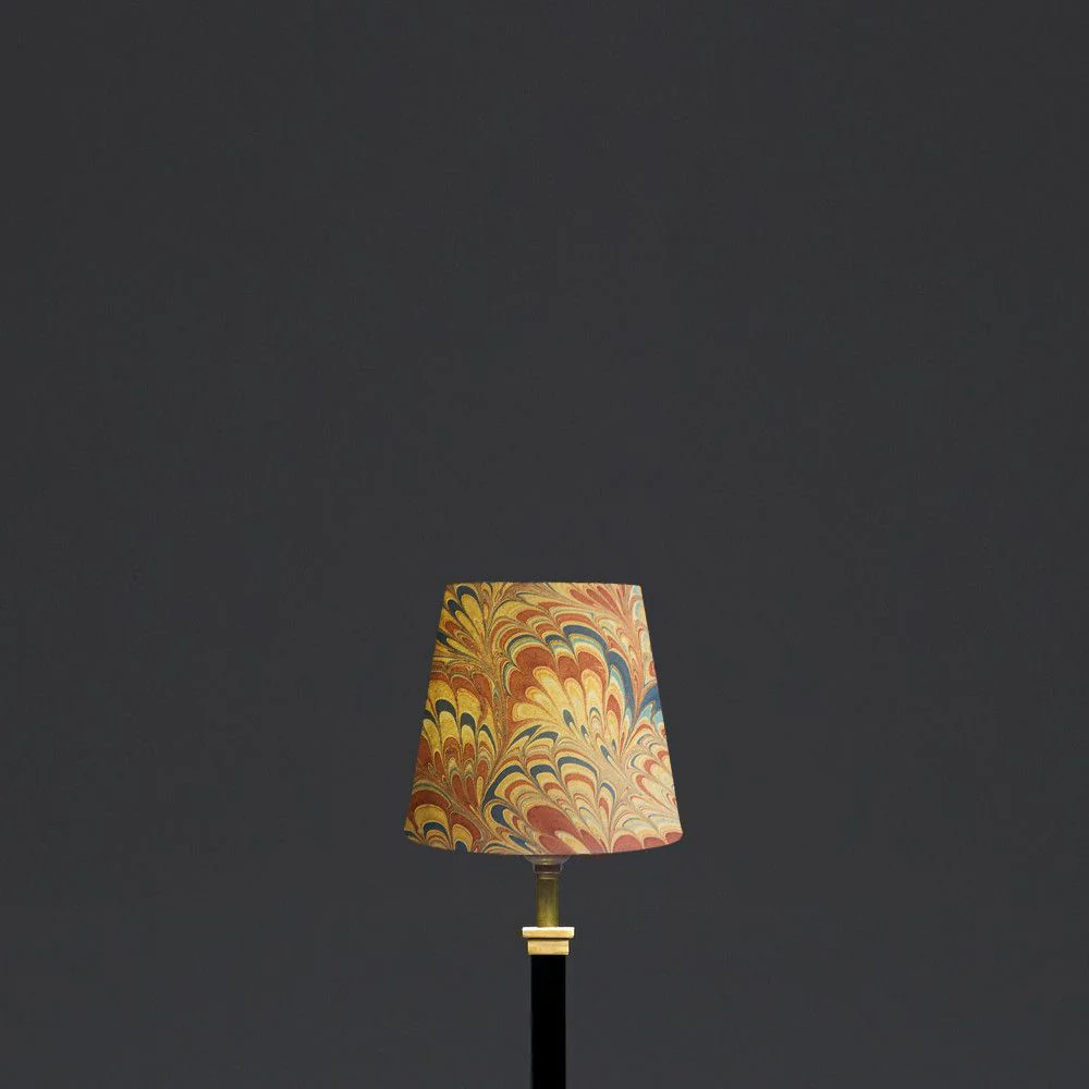 14cm Tall Tapered hand made marbled paper shade in golden piave - Image 4