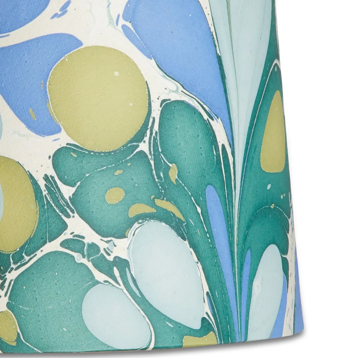 14cm Tall Tapered hand made marbled paper shade in green and blue roya - Image 2