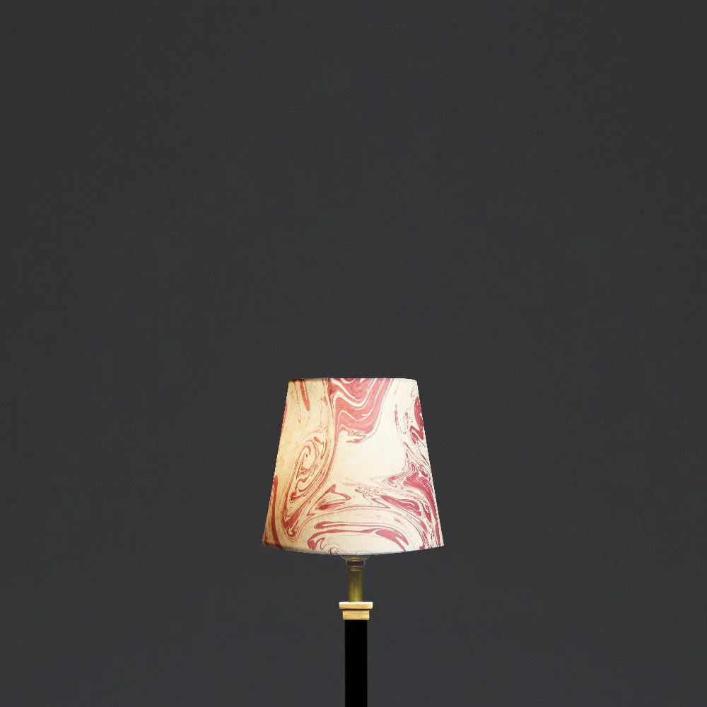 14cm tall tapered hand made marbled paper shade in red tanaro - Image 4
