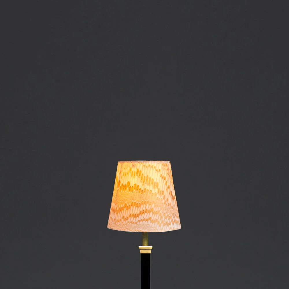 14cm tall tapered shade in gold and white Porto hand made marble paper - Image 4