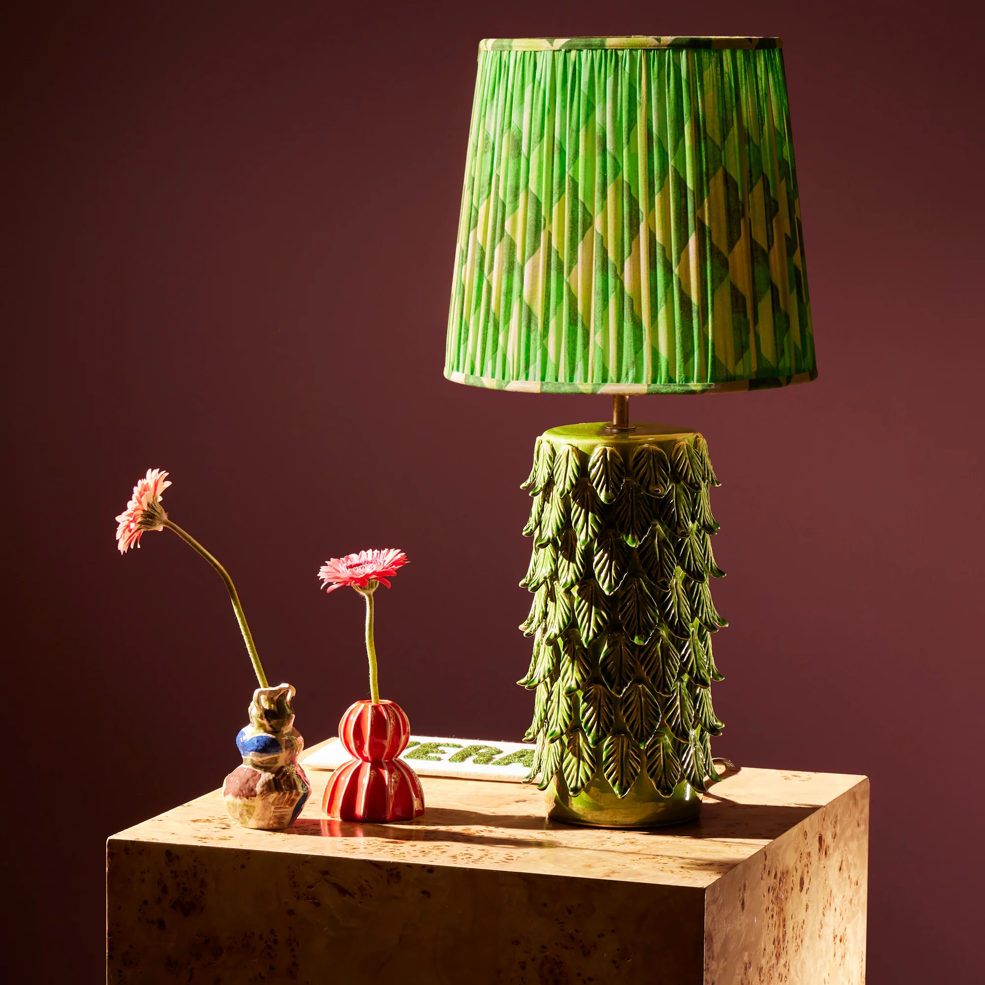 14cm tall tapered shade in green harlequin by Matthew Williamson - Image 5