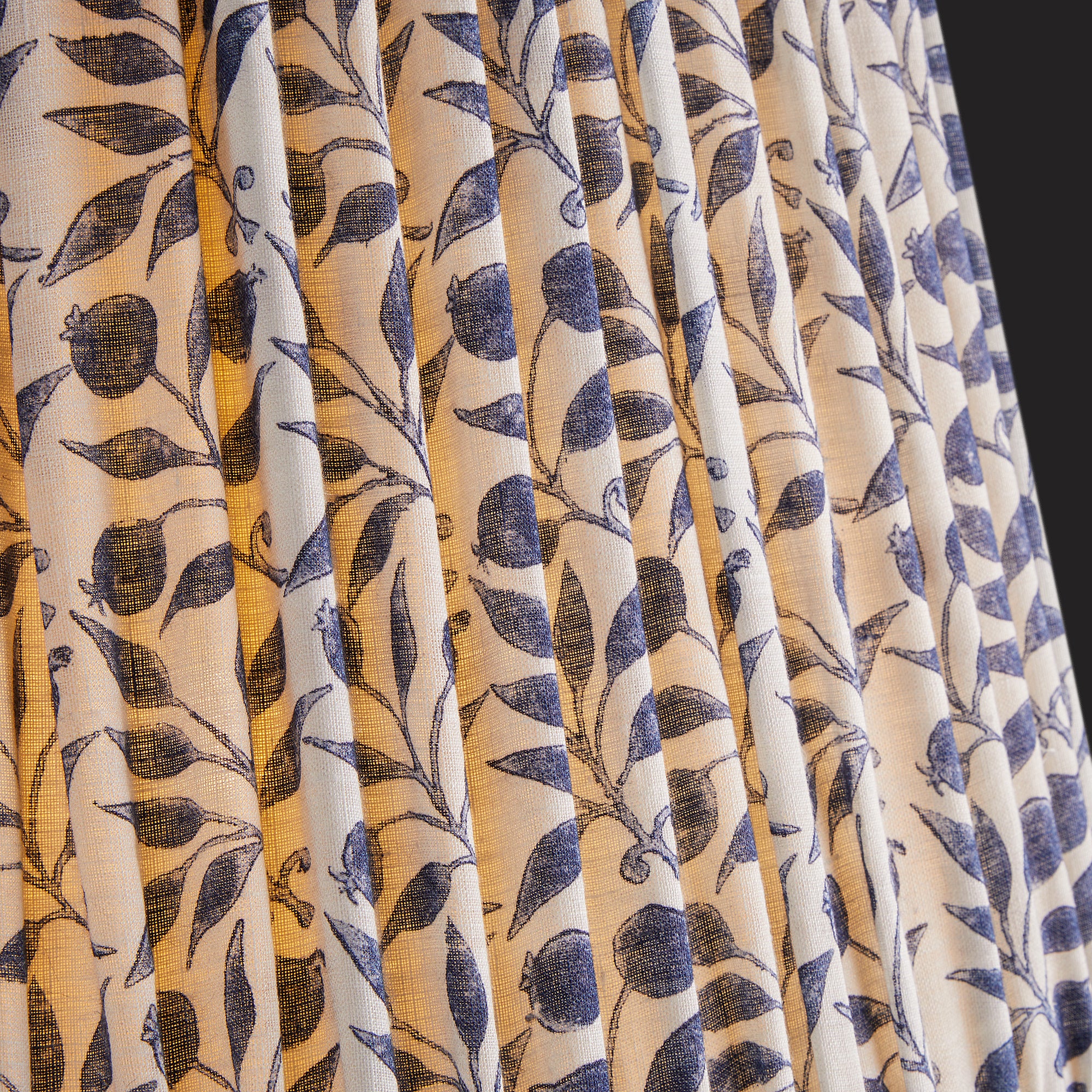 14cm tall tapered shade in indigo Rosehip linen by Morris & Co. - Image 2