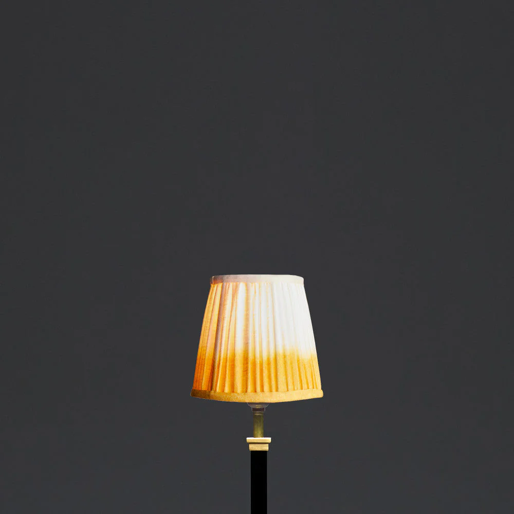 14cm tall tapered shade in yellow shibori linen - Image 4