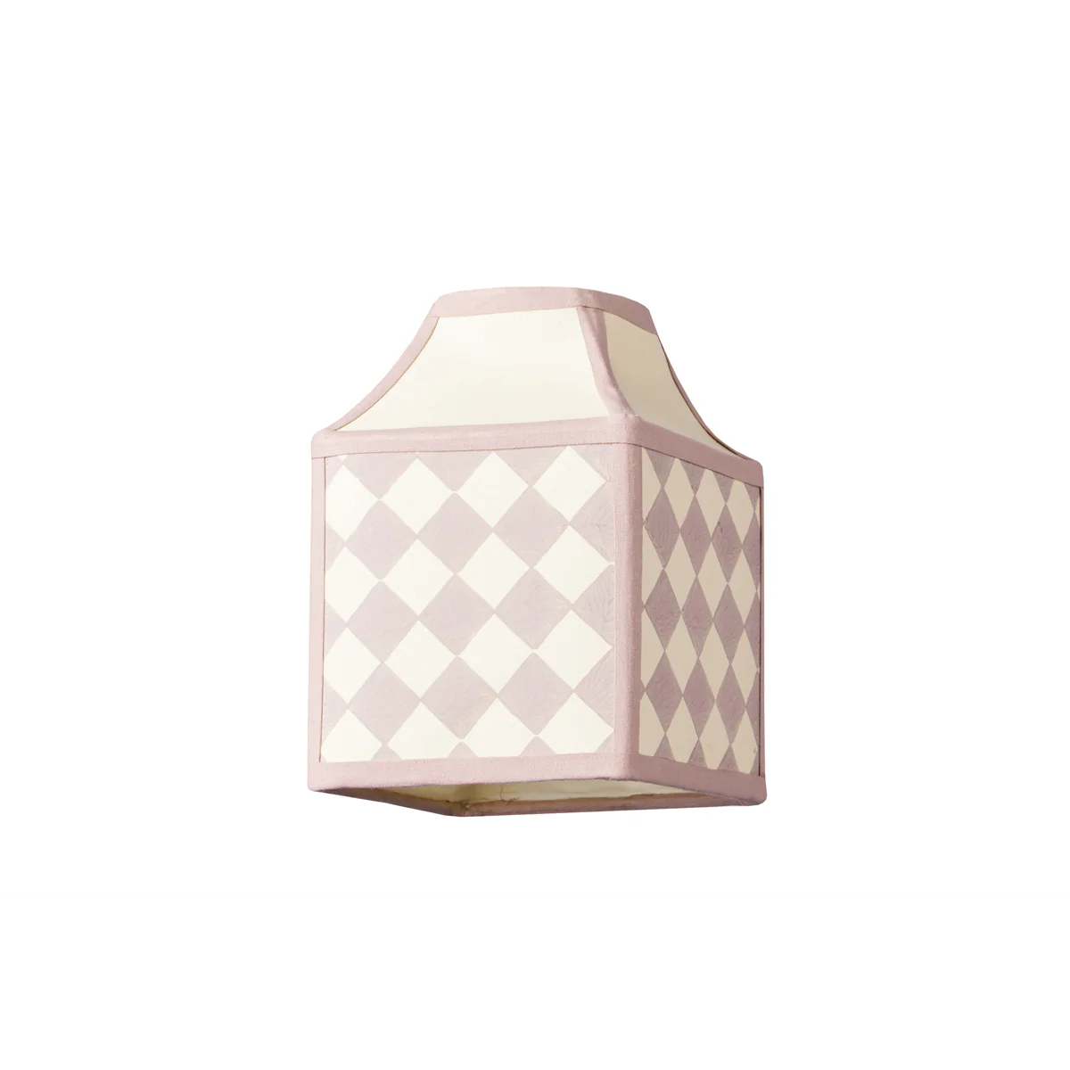 15cm Milford check square pendant shade in petal