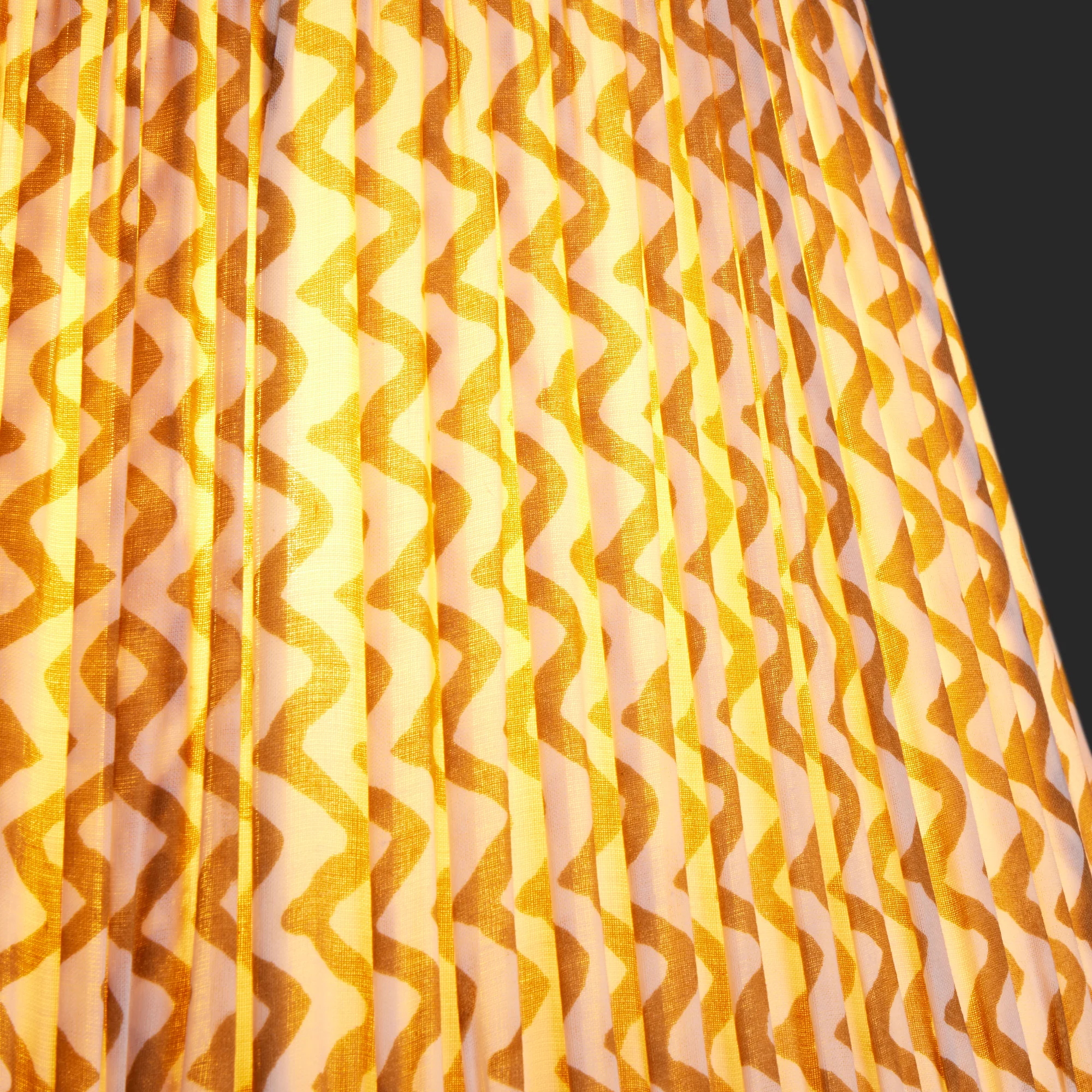 16cm empire gathered lampshade in caramel chevrons block printed cotton - Image 3