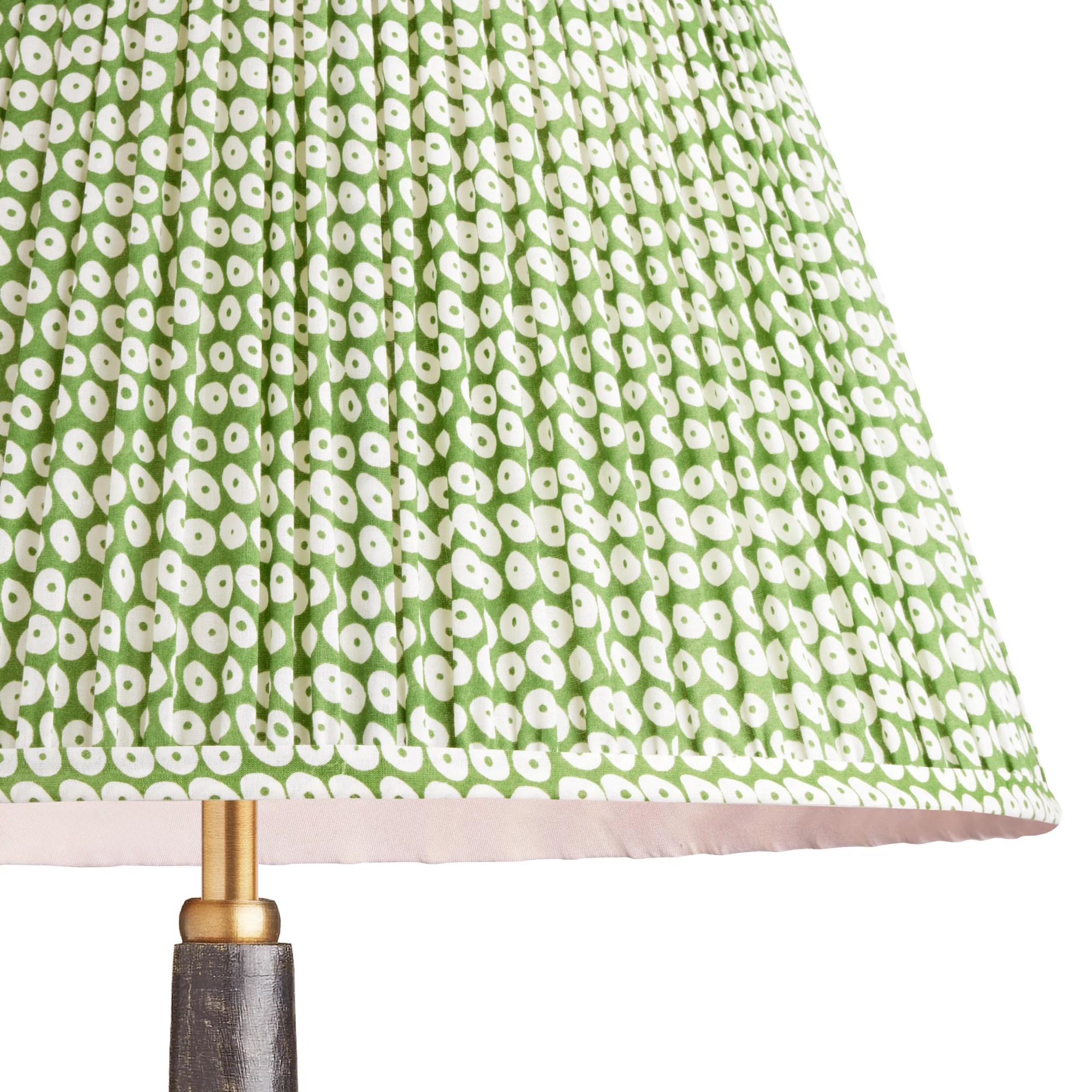 16cm empire gathered lampshade in green block printed cotton - Image 2