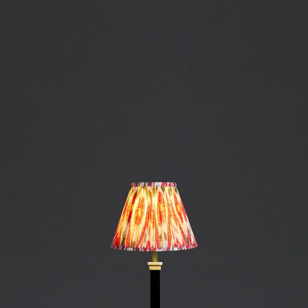 16cm empire gathered lampshade in heraldic printed linen ikat - Image 4