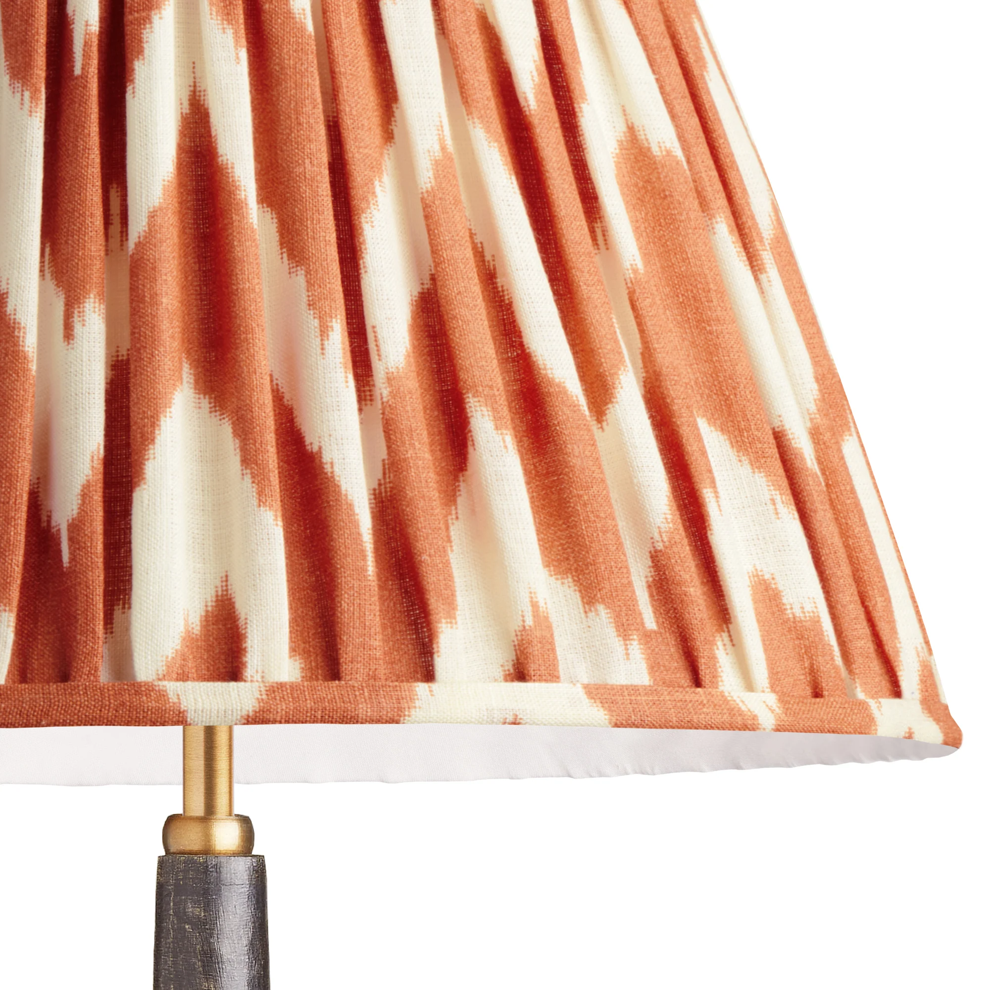 16cm empire gathered lampshade in orange printed linen ikat - Image 2