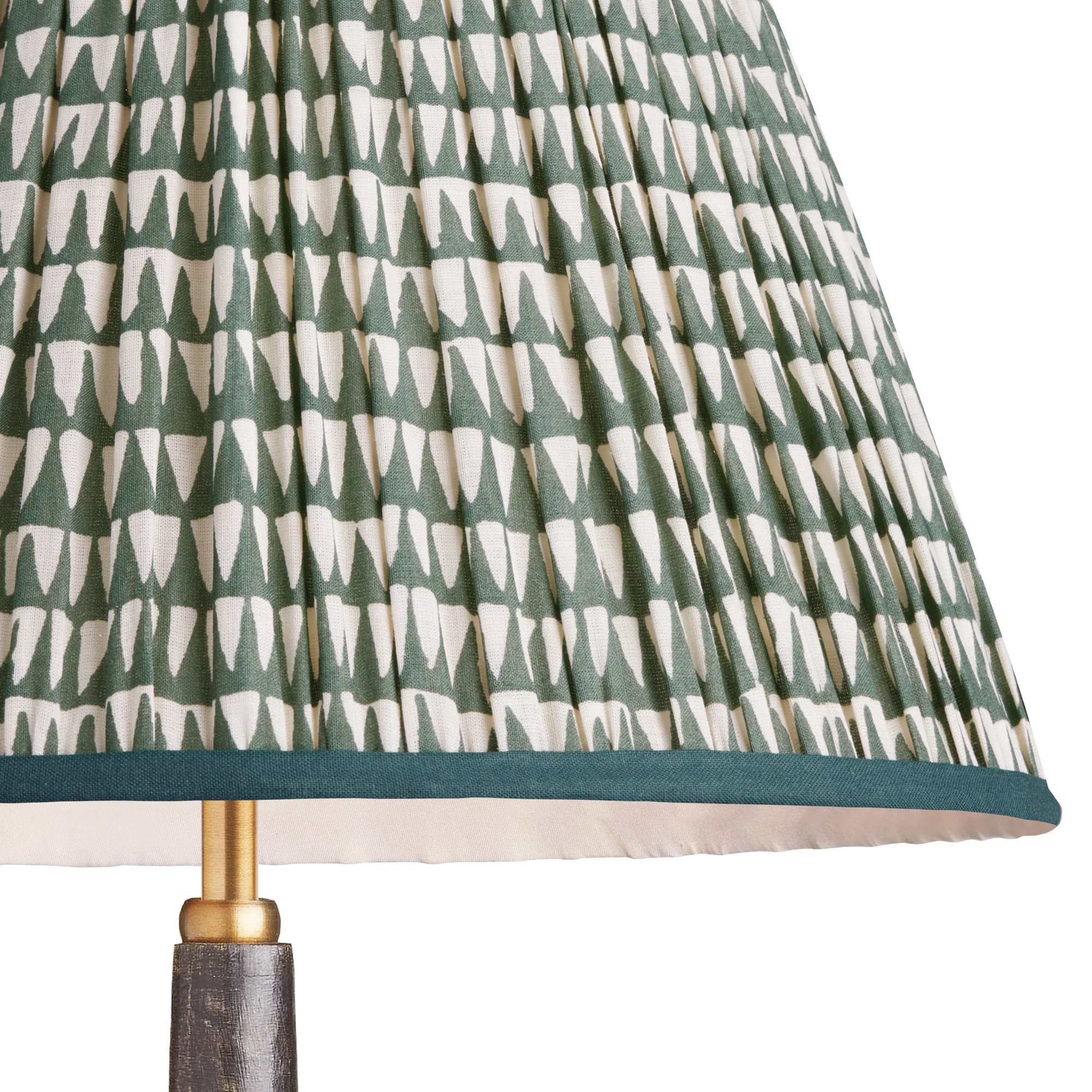 16cm empire gathered lampshade in teal savannah block printed cotton - Image 2