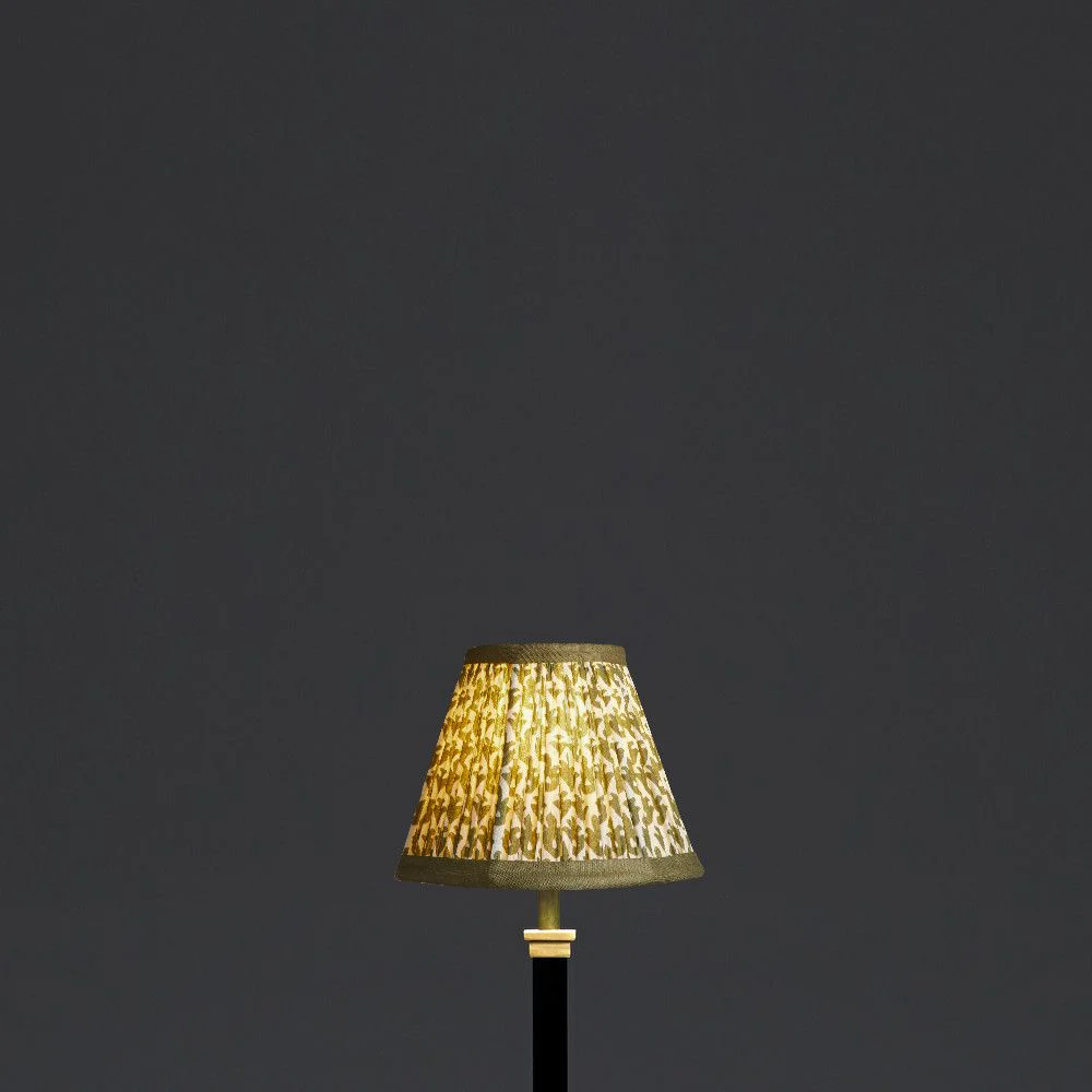 16cm empire lampshade in temple green block printed cotton - Image 4