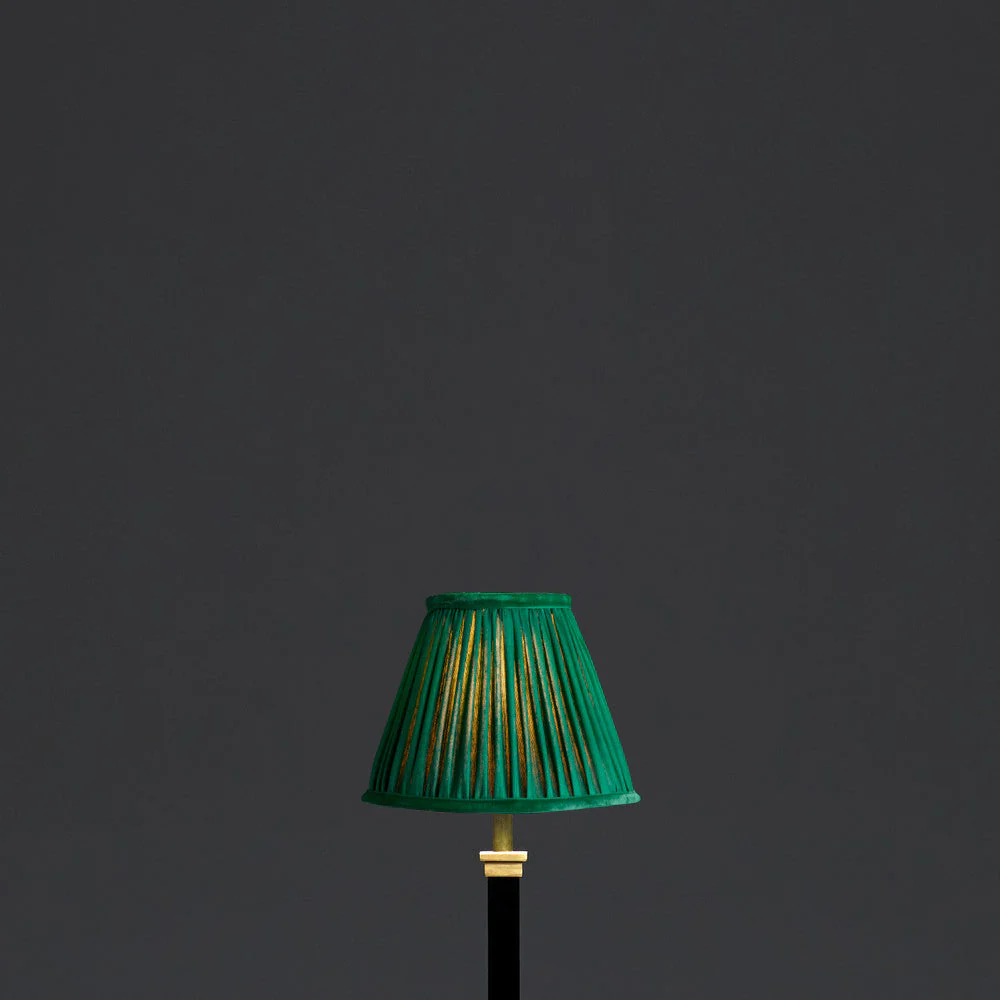 16cm empire shade in emerald silk with velvet tape - Image 2