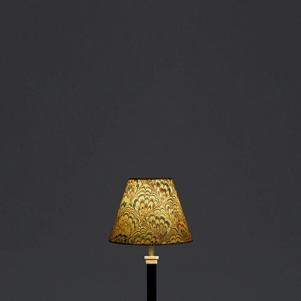 16cm empire shade in hand made marbled paper in golden piave - Image 4