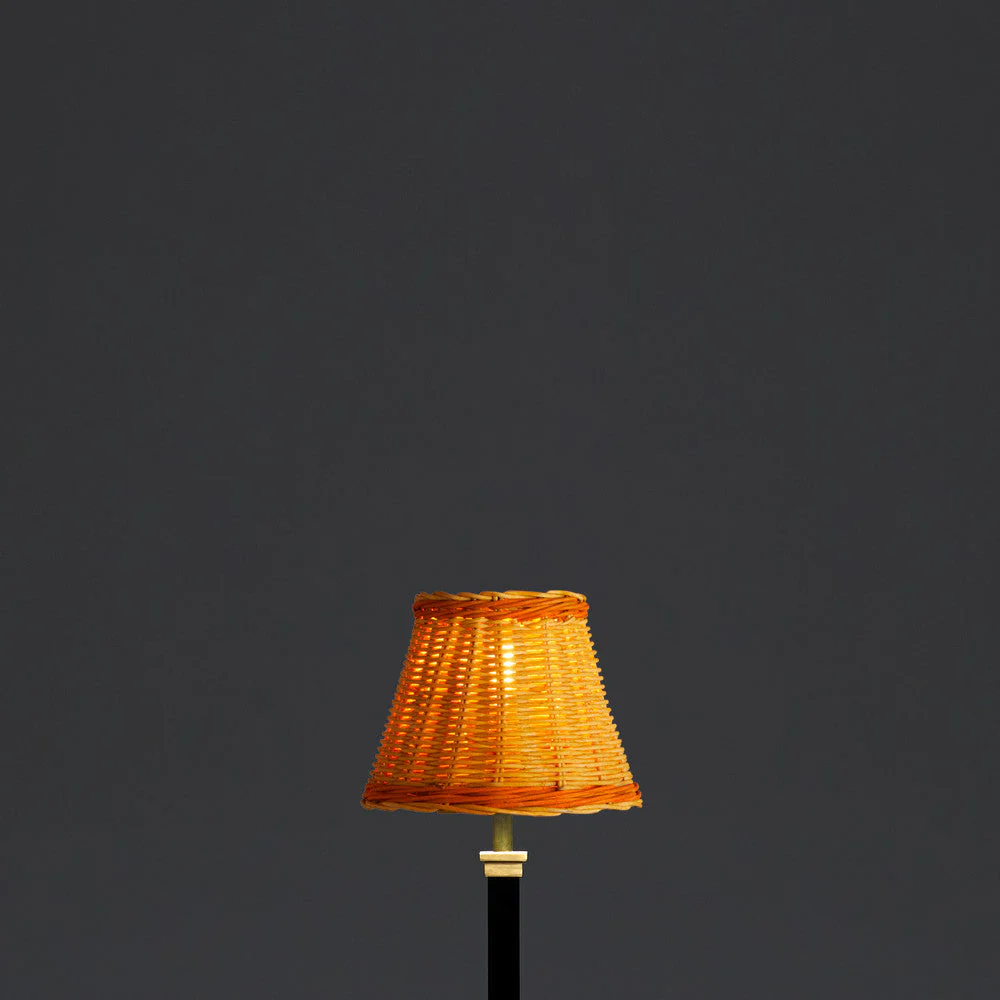 16cm empire shade in natural rattan with orange stripe - Image 3