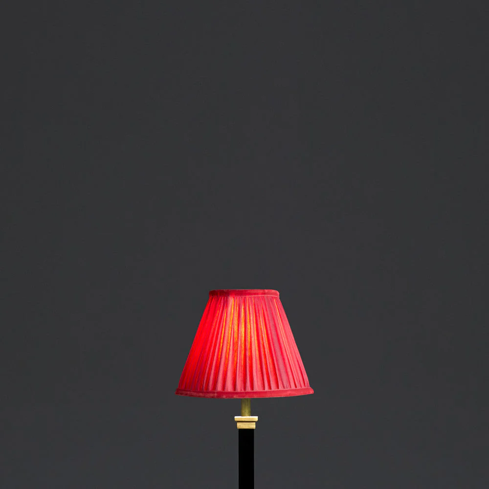 16cm empire shade in ruby silk with velvet tape - Image 2