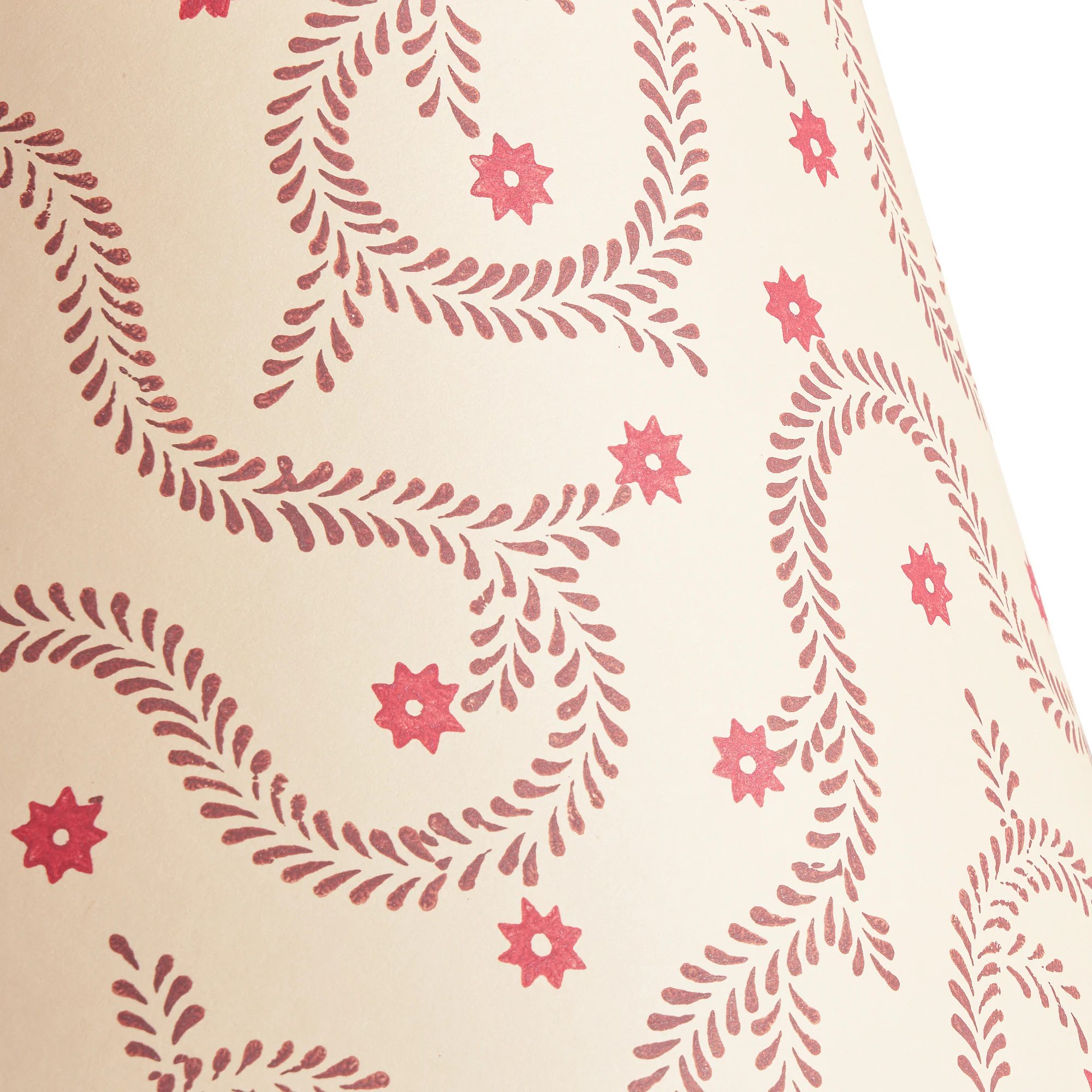 16cm empire shade in wine and crimson hand blocked 'Wiggly Stars' by Ellen Merchant