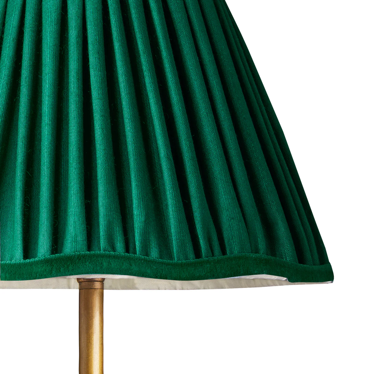 16cm scalloped shade in Emerald silk with velvet tape - Image 2