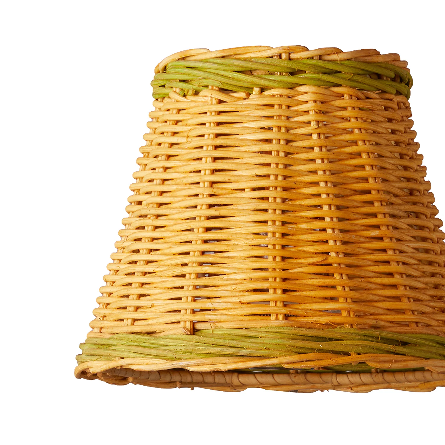 18cm pendant shade in natural rattan with green stripe - Image 2