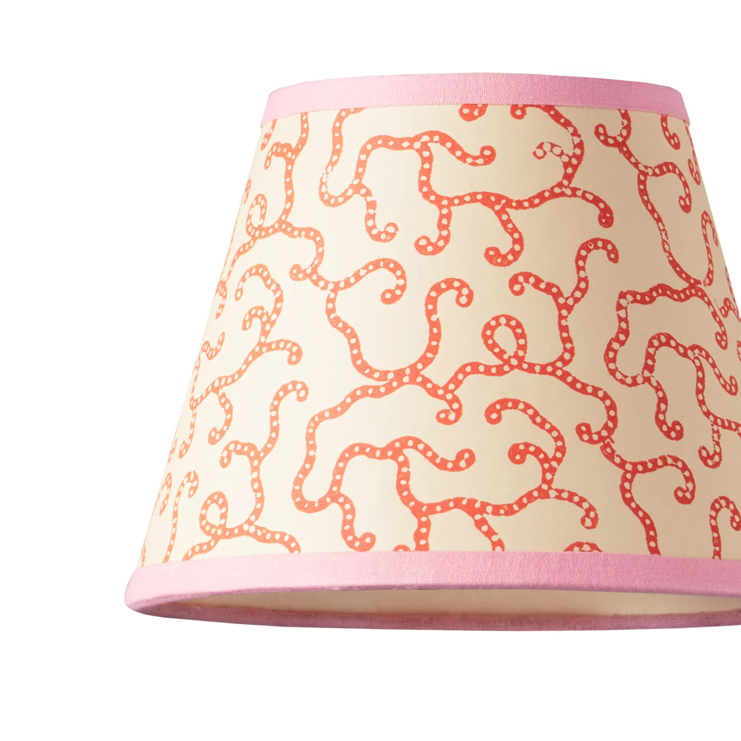 18cm pendant shade in pinky coral hand blocked 'Squiggles' by Ellen Merchant - Image 2