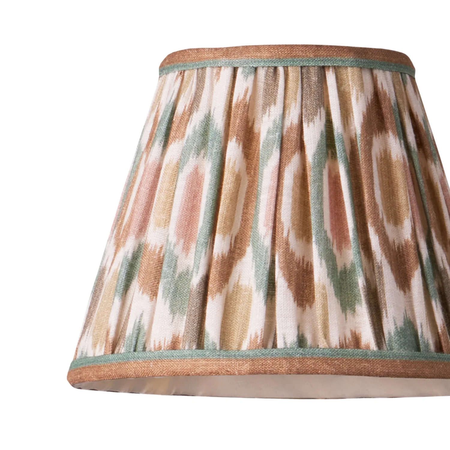 18cm pendant shade in teal and brown Small Ikat Spot linen by GP & J Baker - Image 2