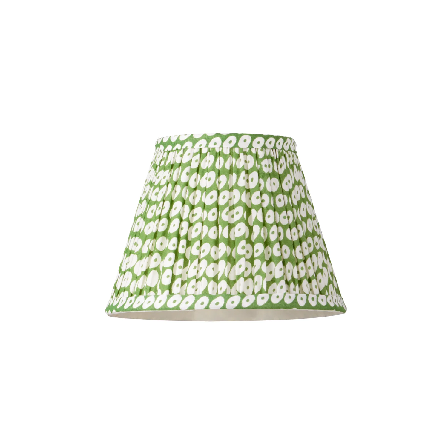 18cm Straight Empire Pendant shade in Green Block Printed Cotton