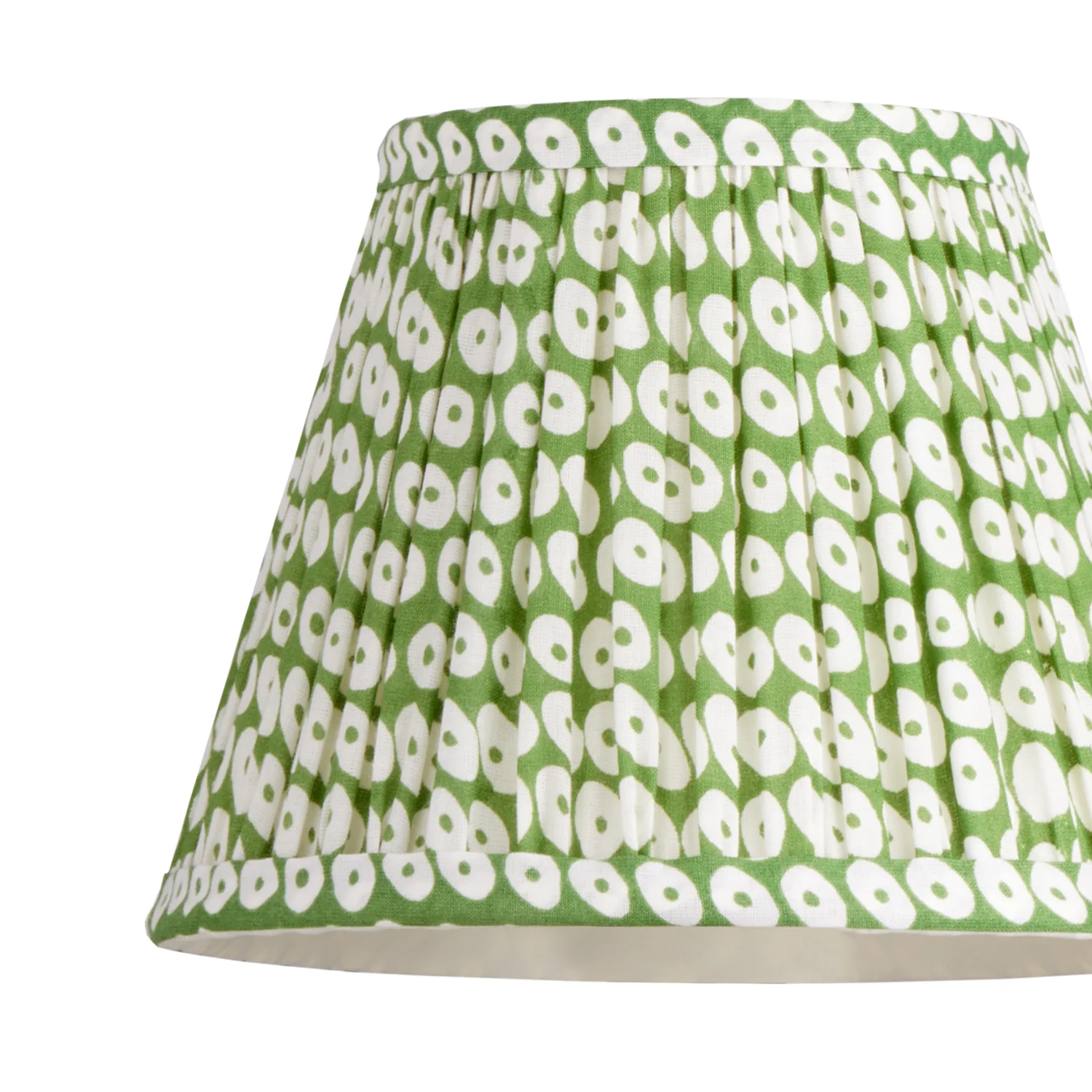 18cm Straight Empire Pendant shade in Green Block Printed Cotton - Image 2