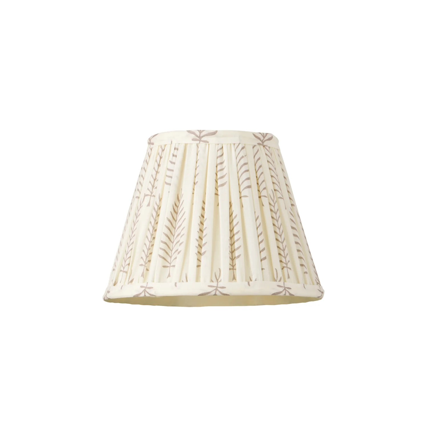 18cm Straight Empire Pendant shade in Grey Ferns Block Printed Cotton