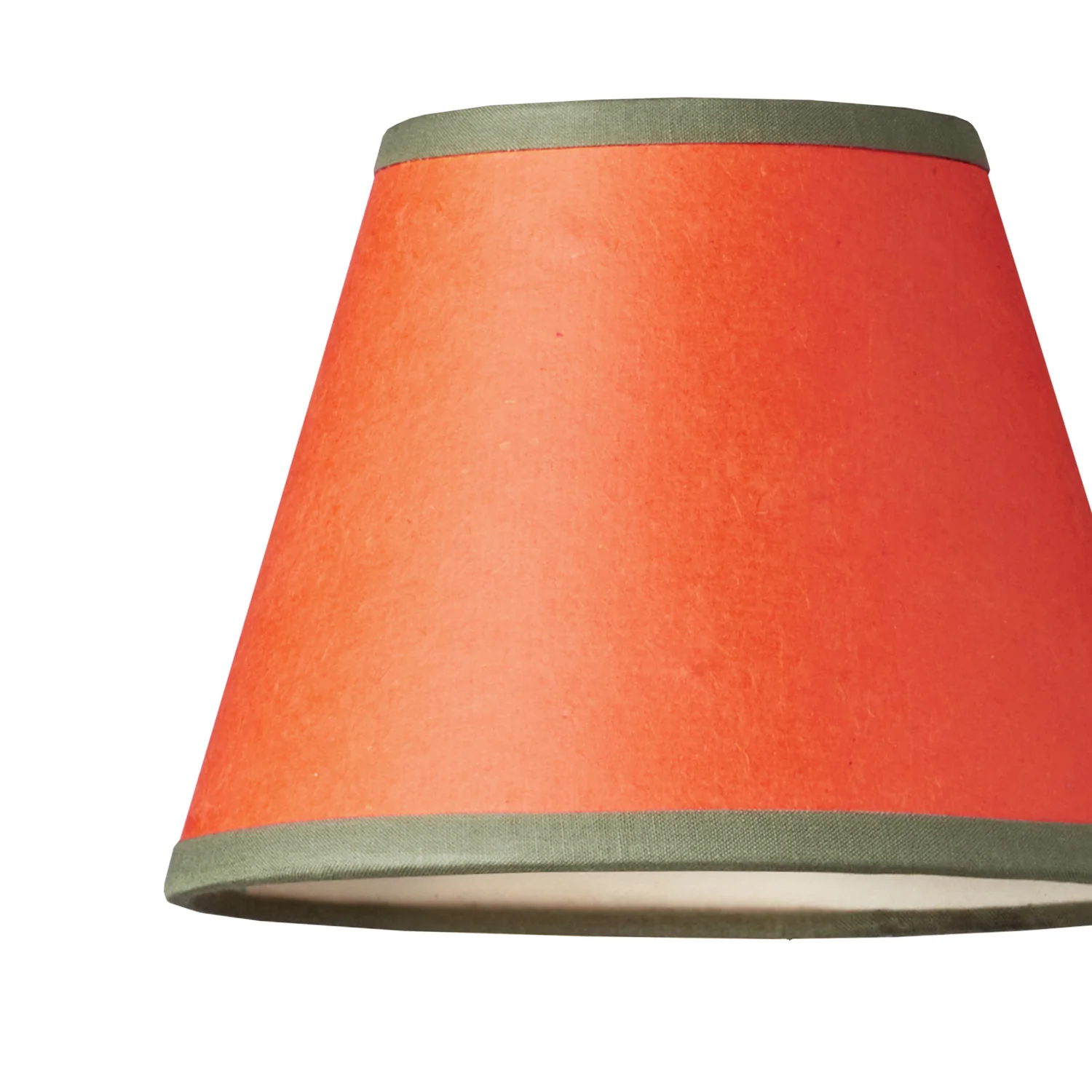 18cm Straight Empire Pendant shade in Papaya hand made parchment with green tape - Image 2