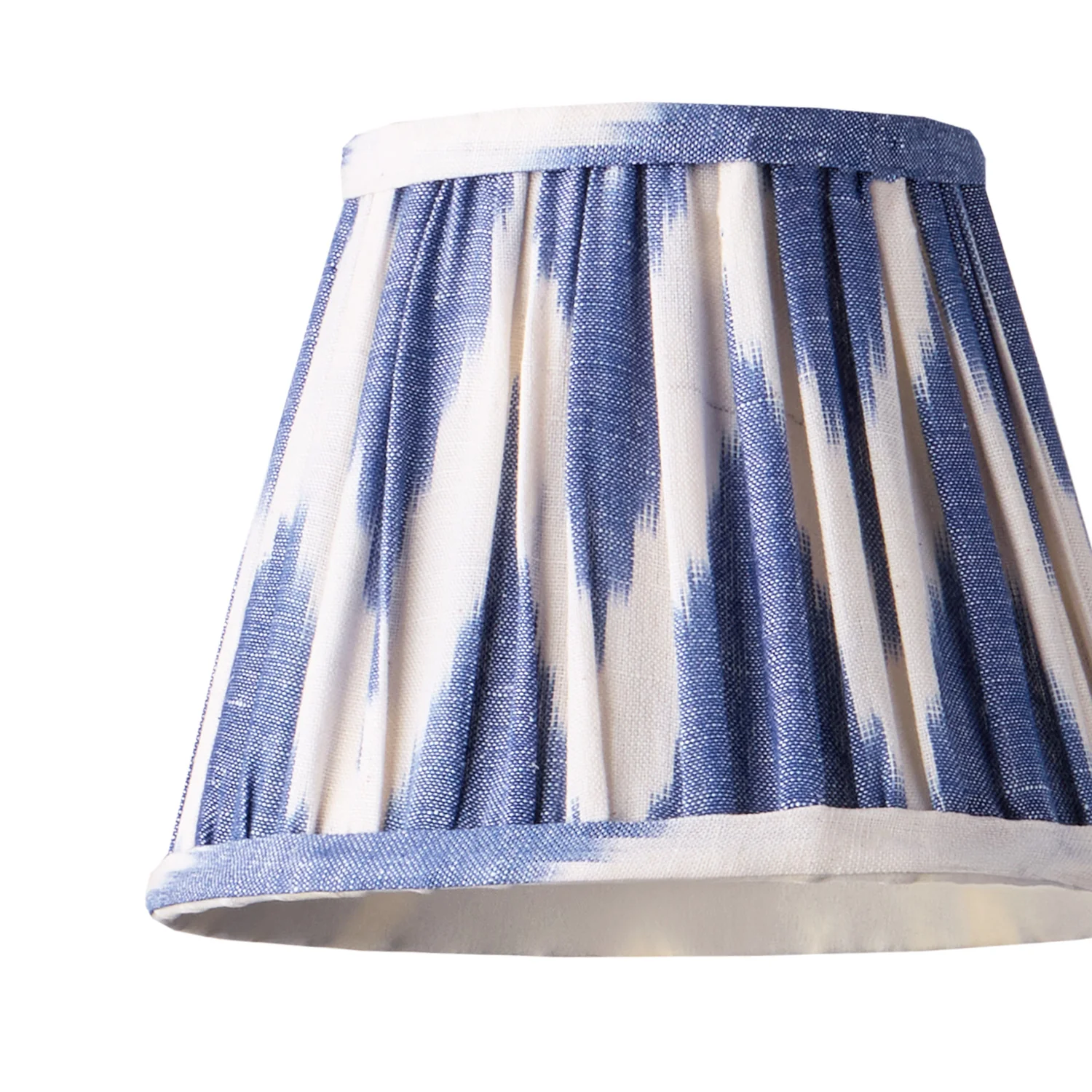 18cm straight empire pendant shade in woven blue zig zag linen ikat - Image 2