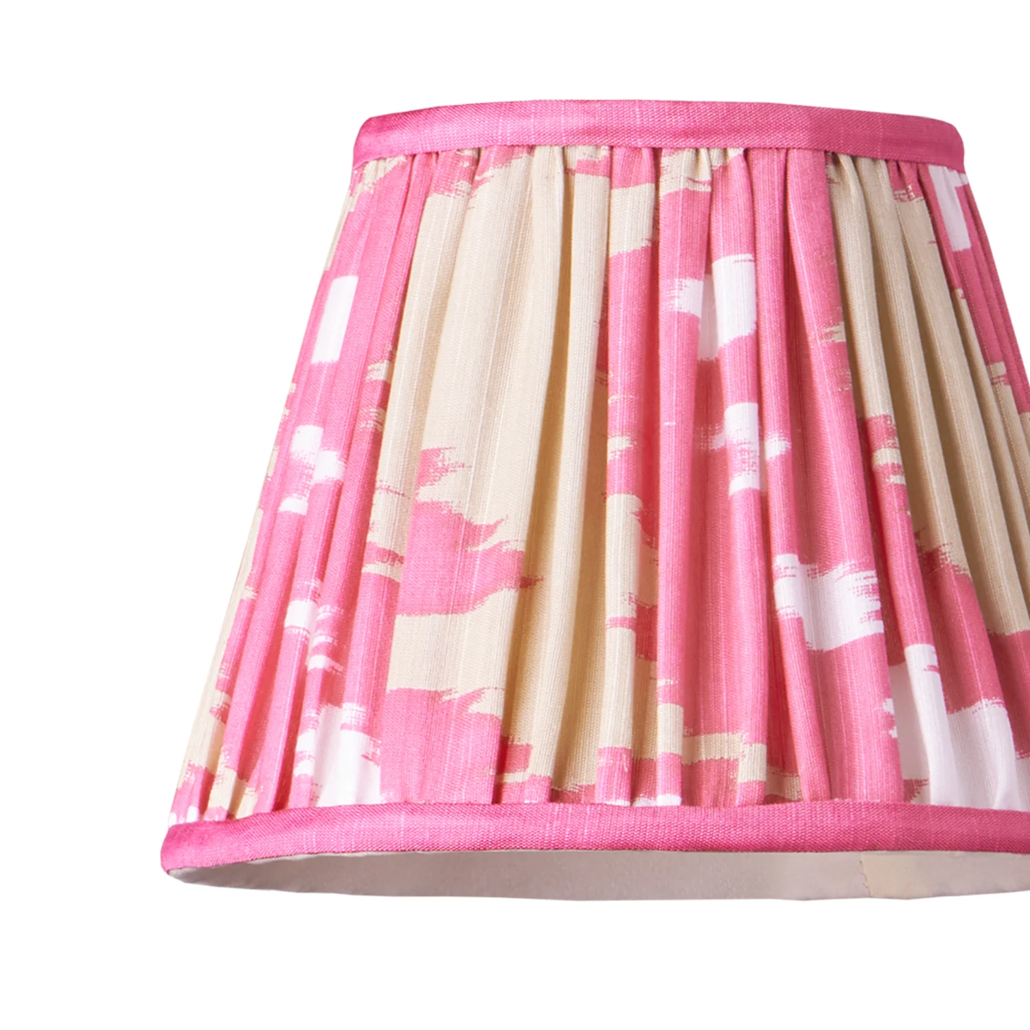 18cm straight empire pendant silk ikat shade in pink and ecru Koyari - Image 2