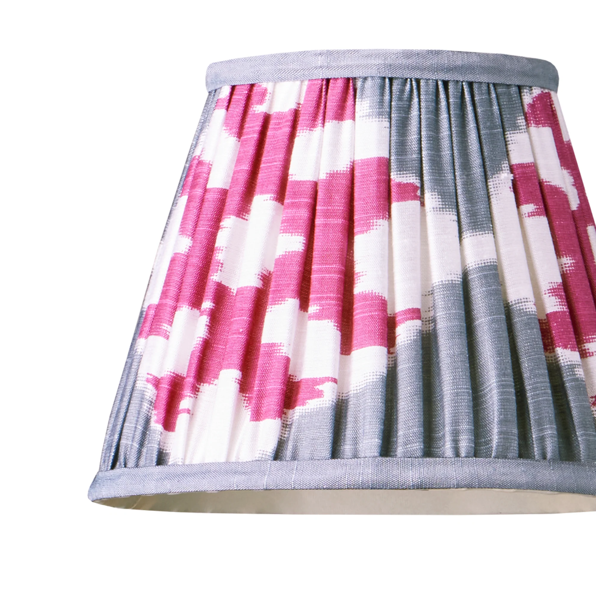 18cm straight empire pendant silk ikat shade in pink and pewter Darjee - Image 2