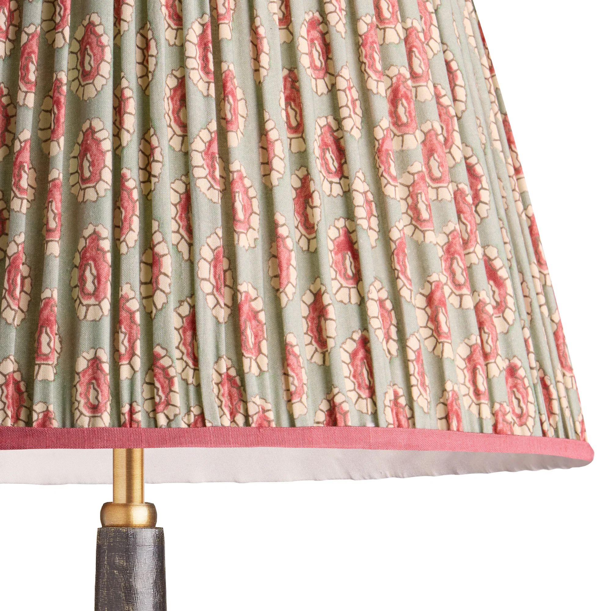 20cm empire shade in aqua pink block printed Dotty gathered cotton by GP & J Baker - Image 2