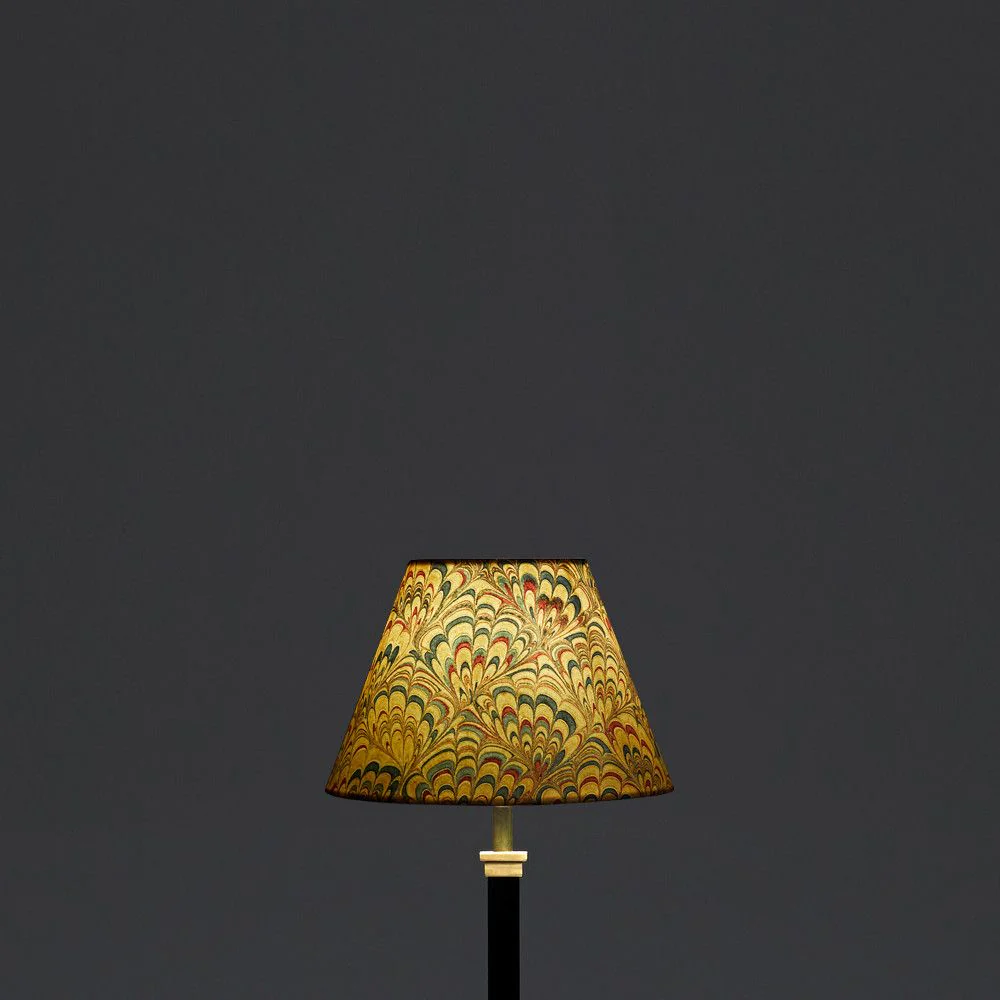 20cm empire shade in hand made marbled paper in golden piave - Image 4