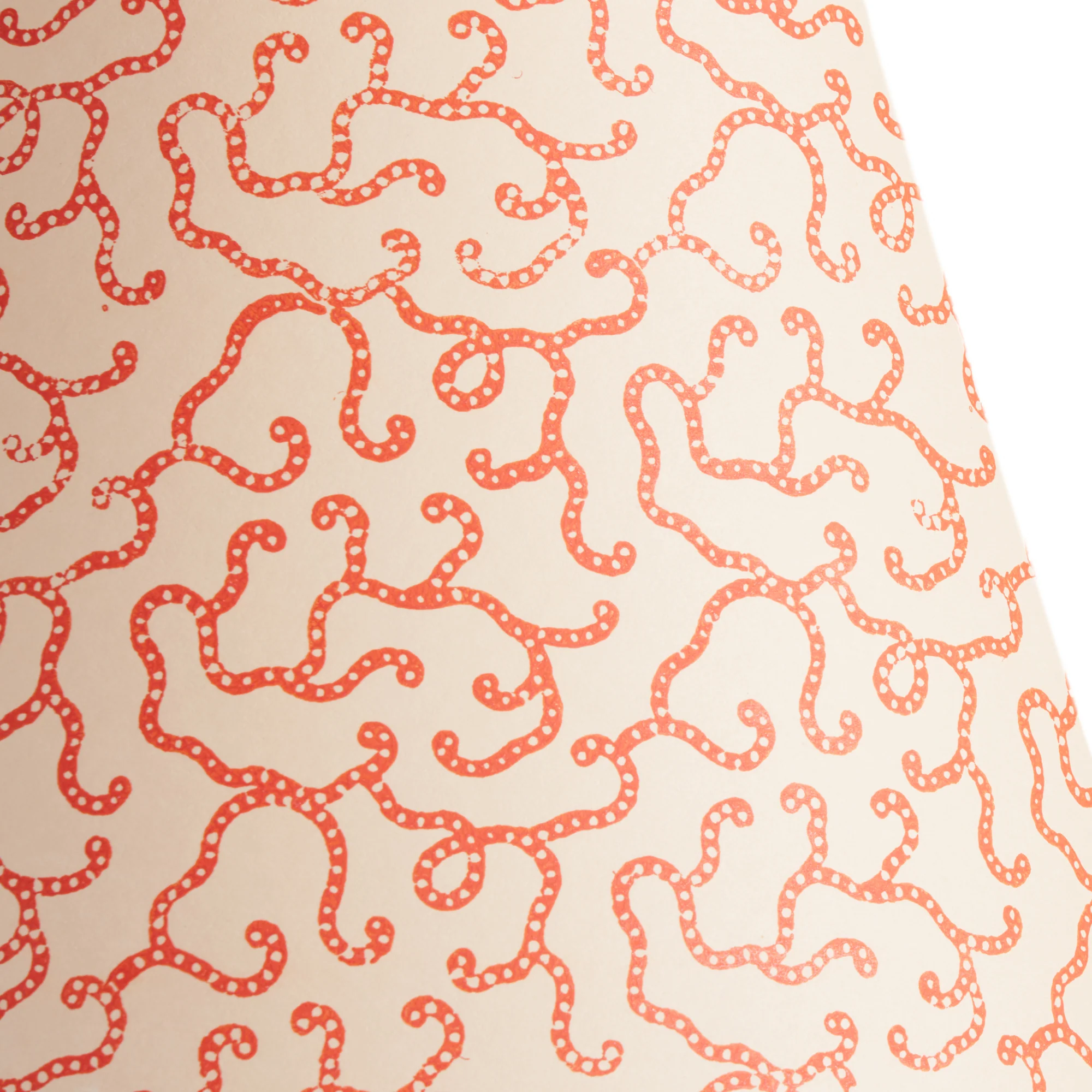 20cm empire shade in pinky coral hand blocked 'Squiggles' by Ellen Merchant