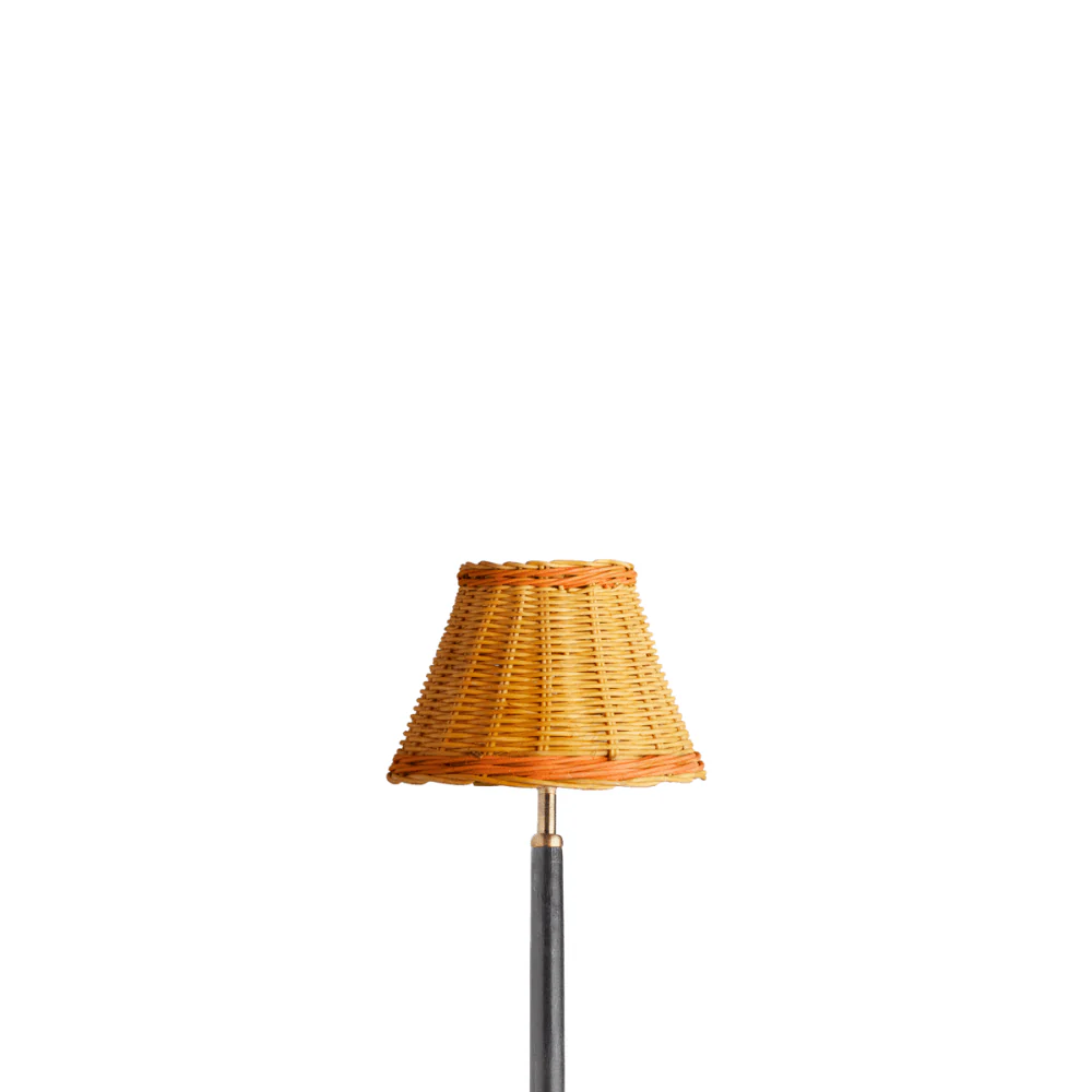 20cm empire shade in natural rattan with orange stripe
