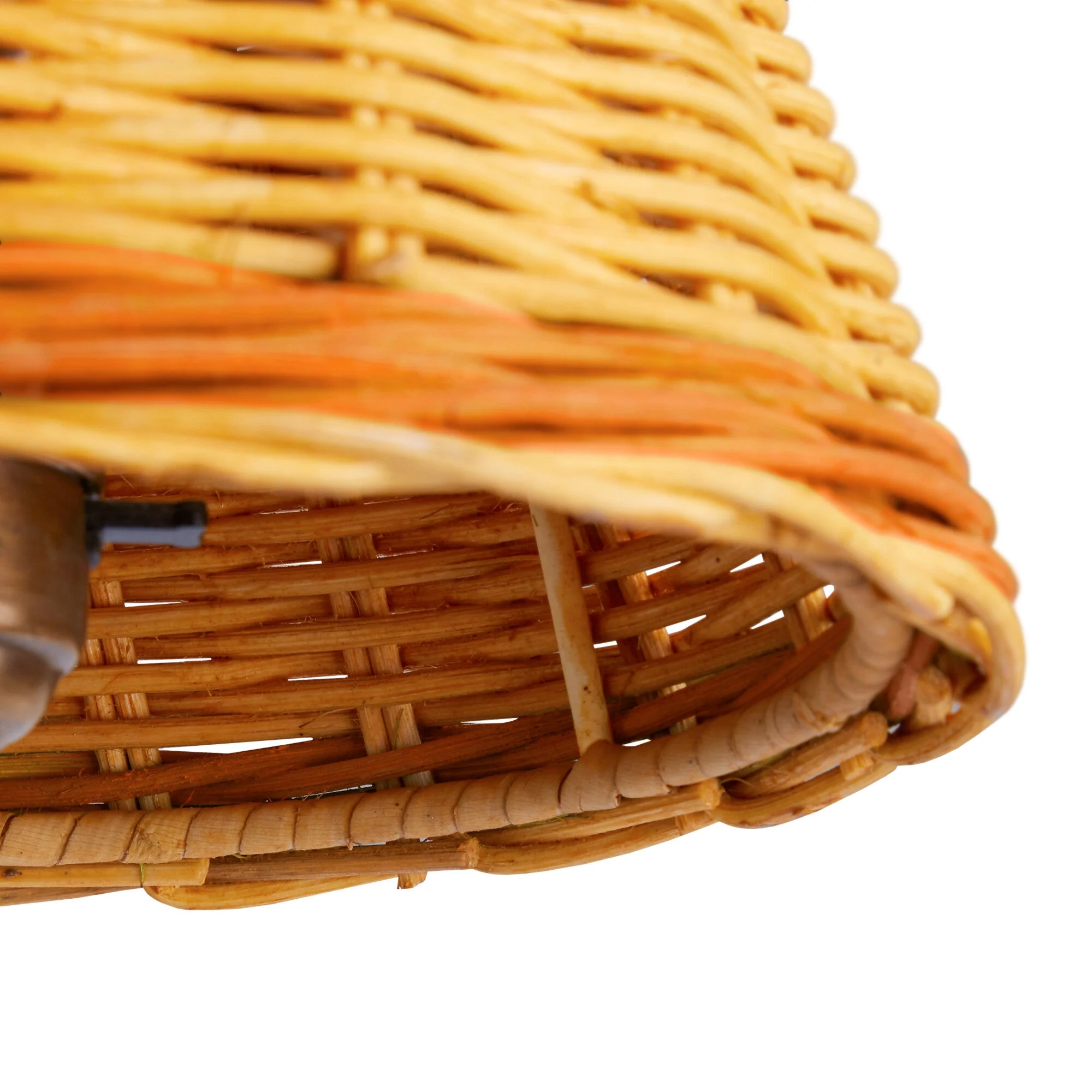 20cm empire shade in natural rattan with orange stripe - Image 3