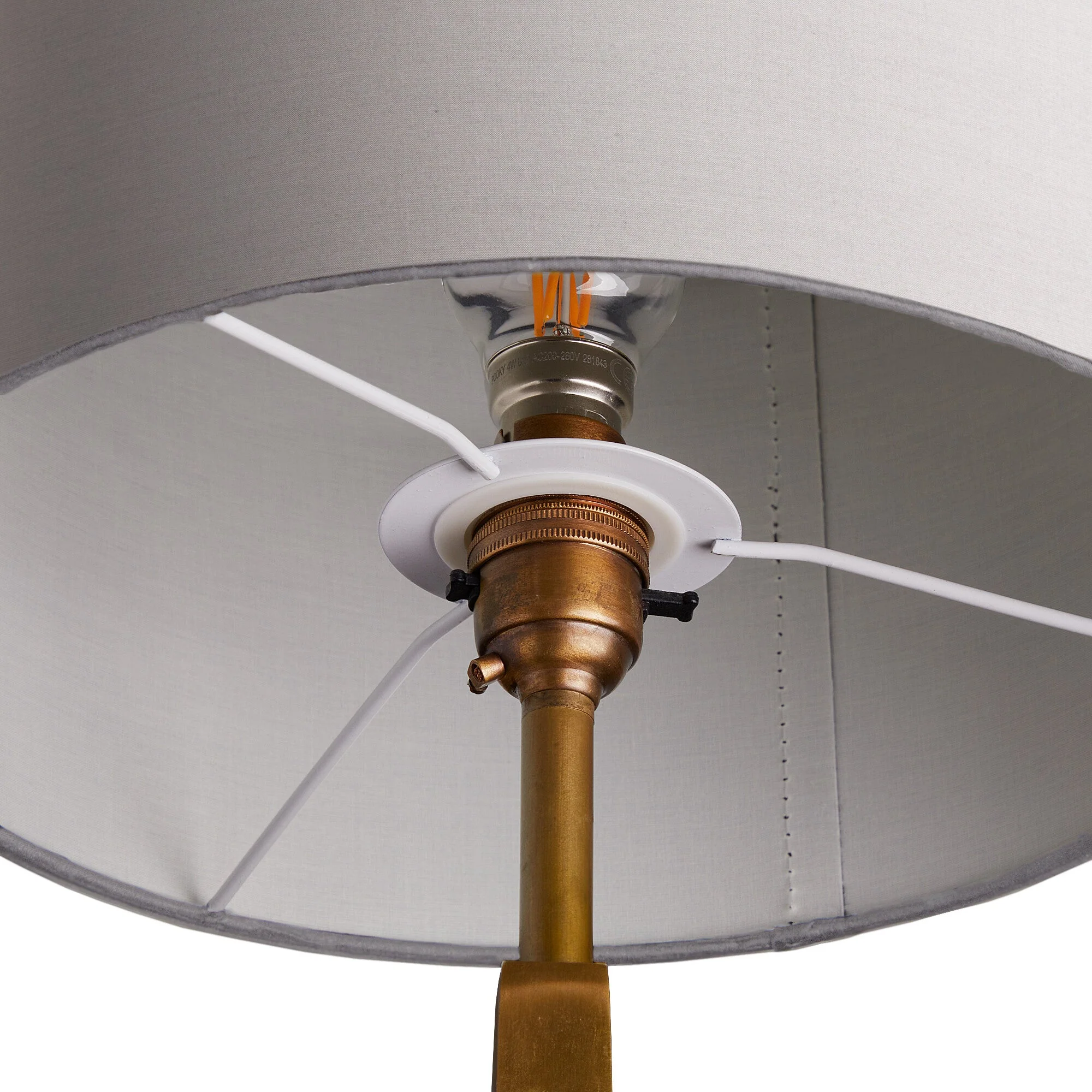 25cm drum shade in pewter dupion silk - Image 3