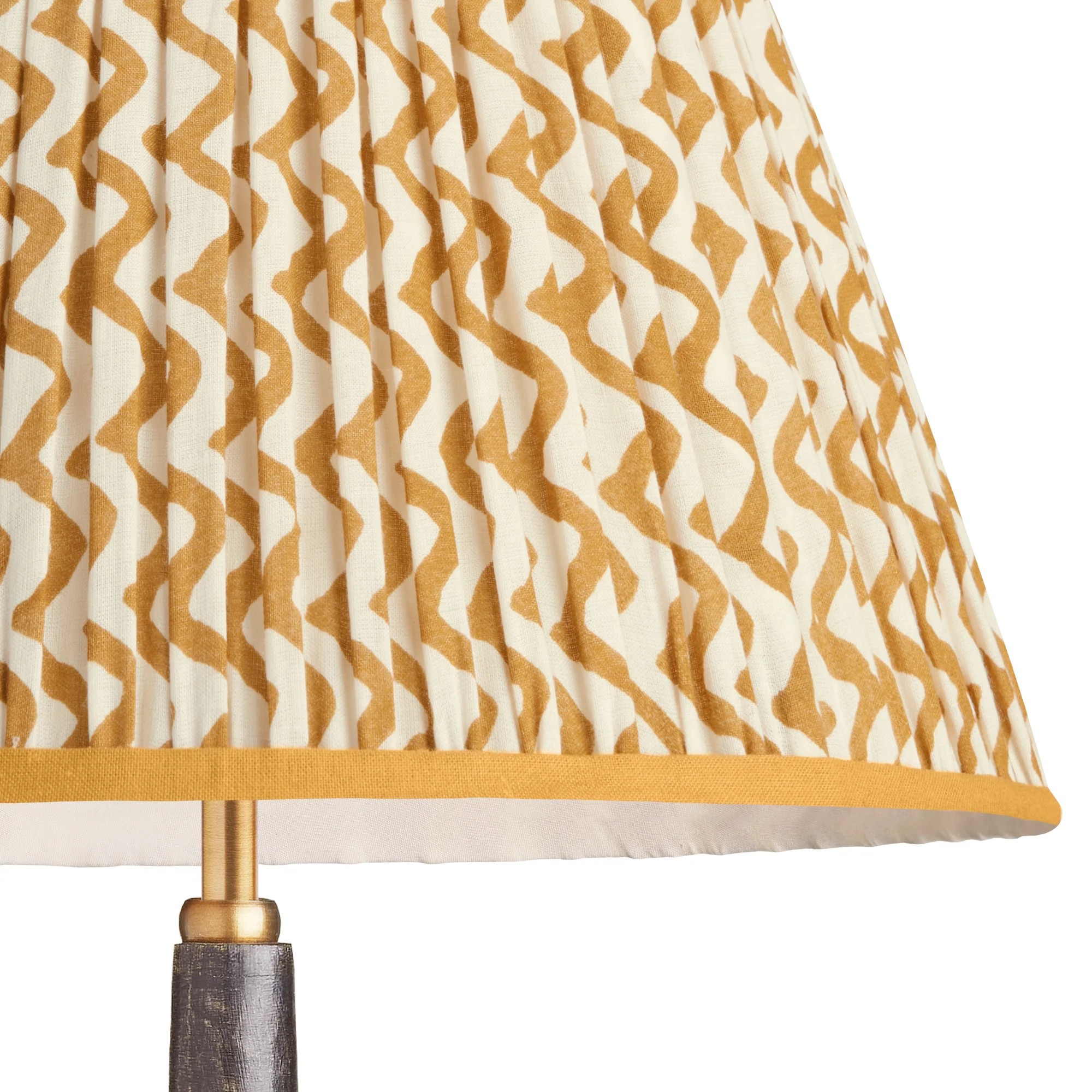 25cm empire gathered lampshade in caramel chevrons block printed cotton - Image 2