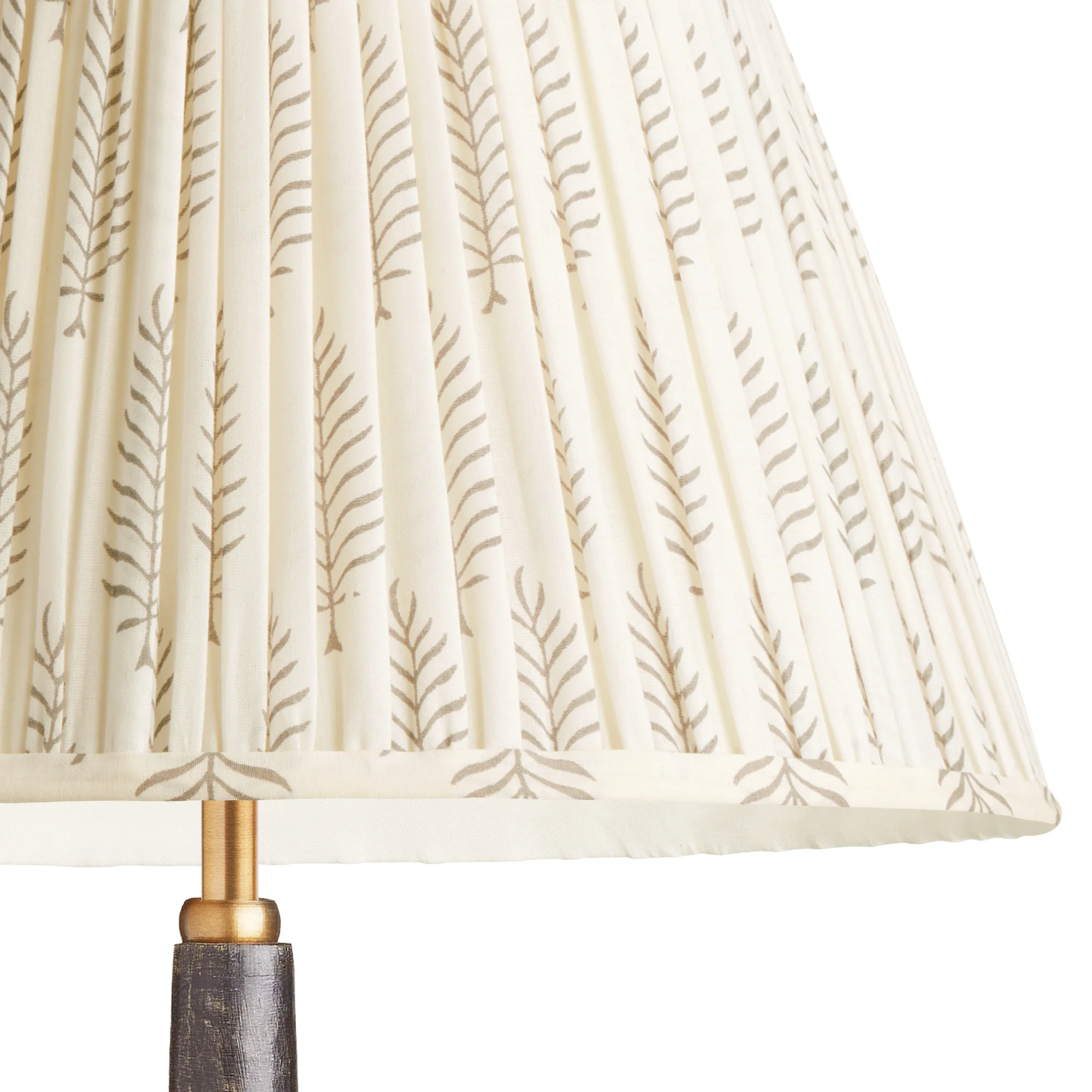 25cm empire gathered lampshade in grey ferns block printed cotton - Image 2