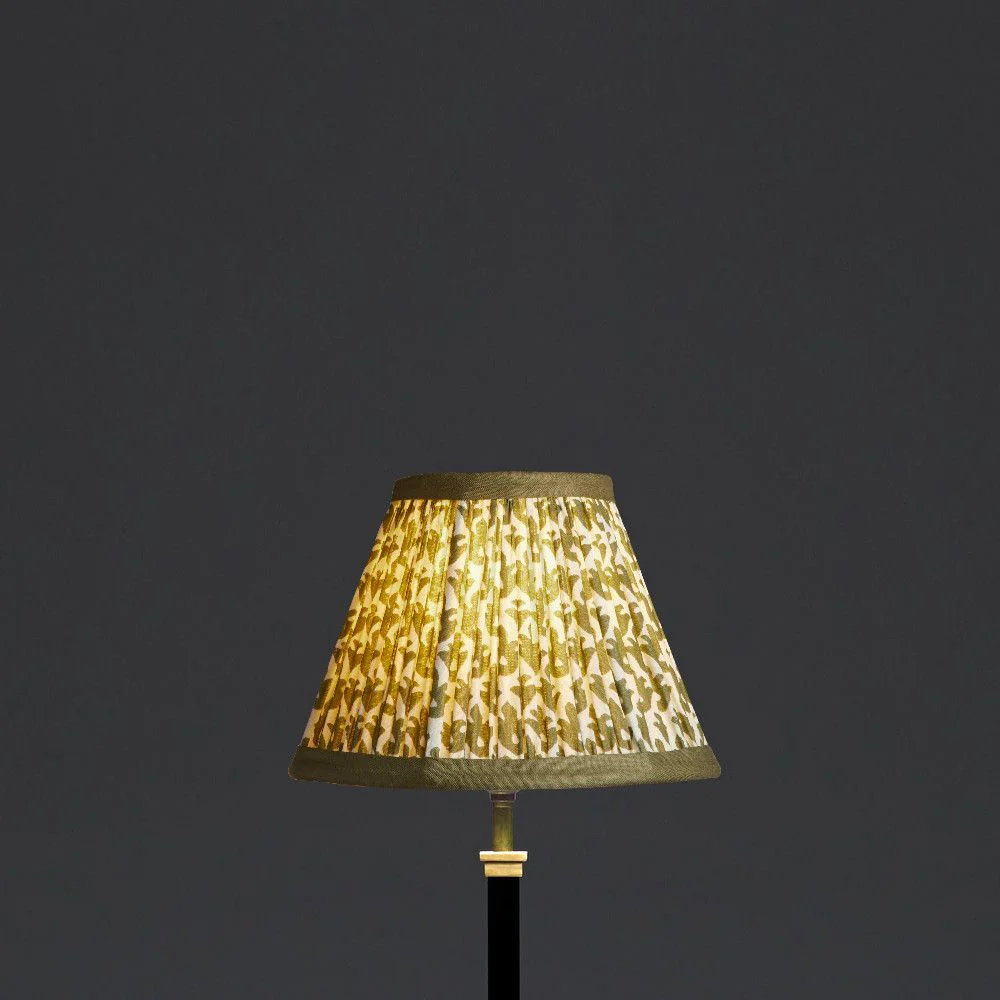 25cm empire lampshade in temple green block printed cotton - Image 4