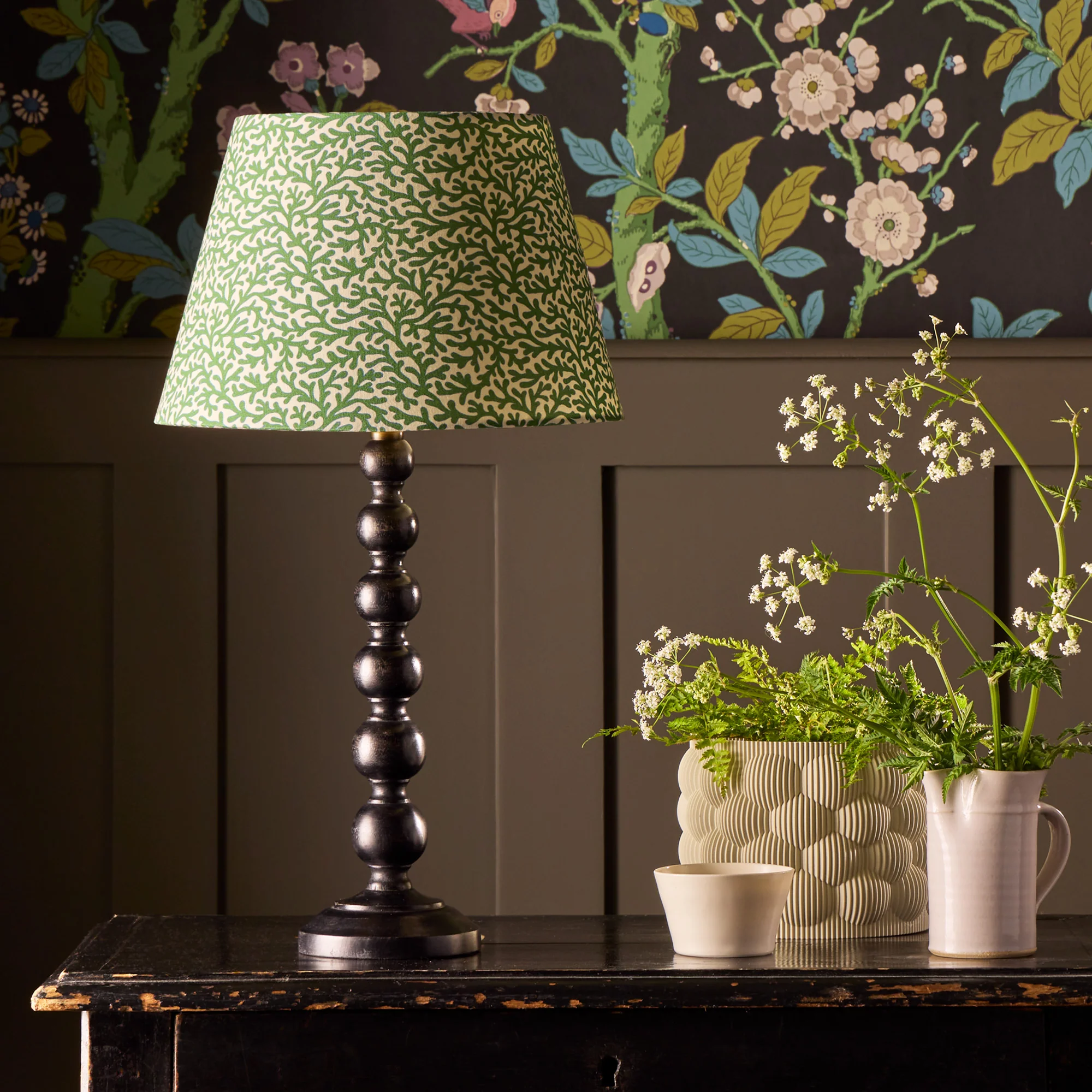 25cm empire shade in green blue Tuffley cotton by GP & J Baker - Image 5