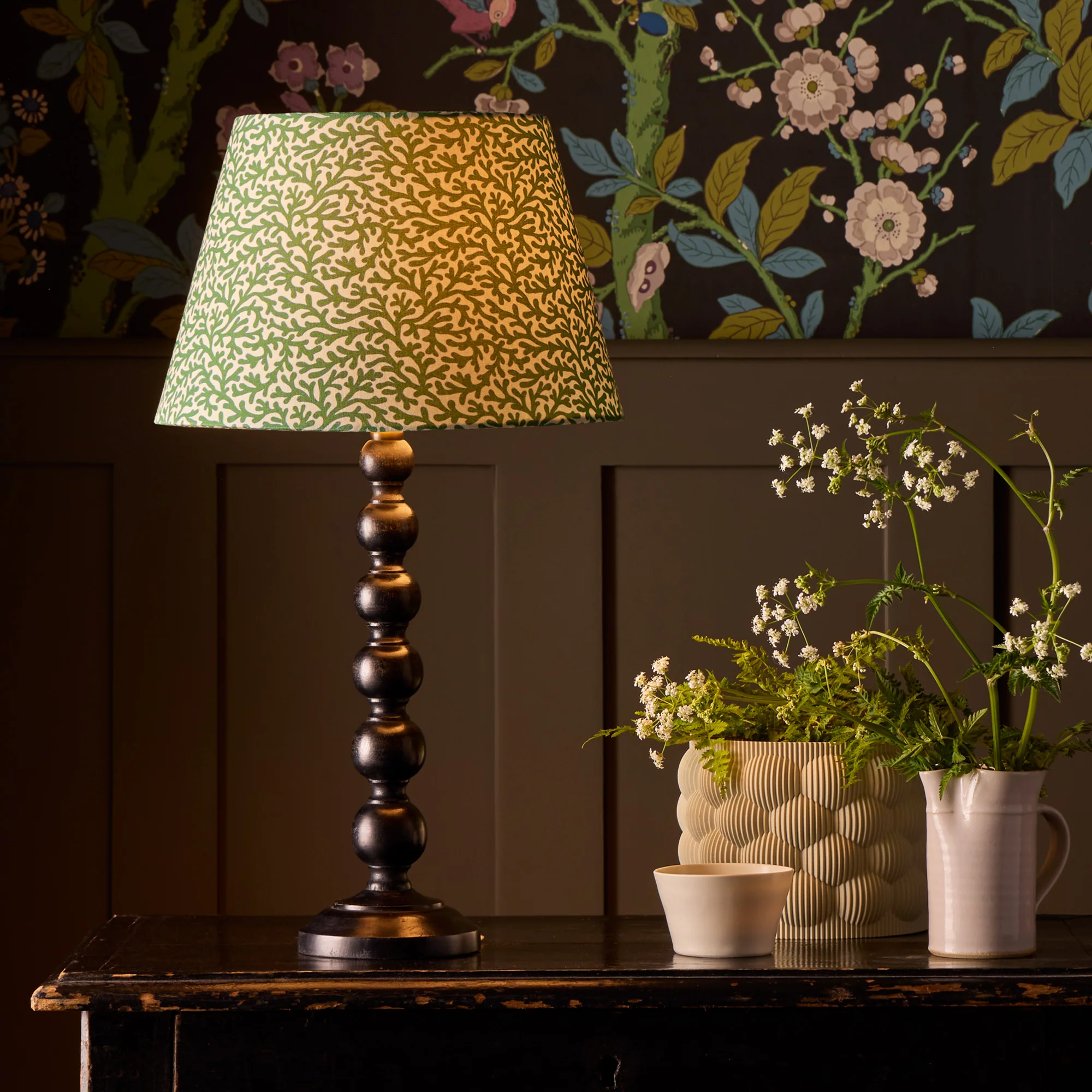 25cm empire shade in green blue Tuffley cotton by GP & J Baker - Image 6