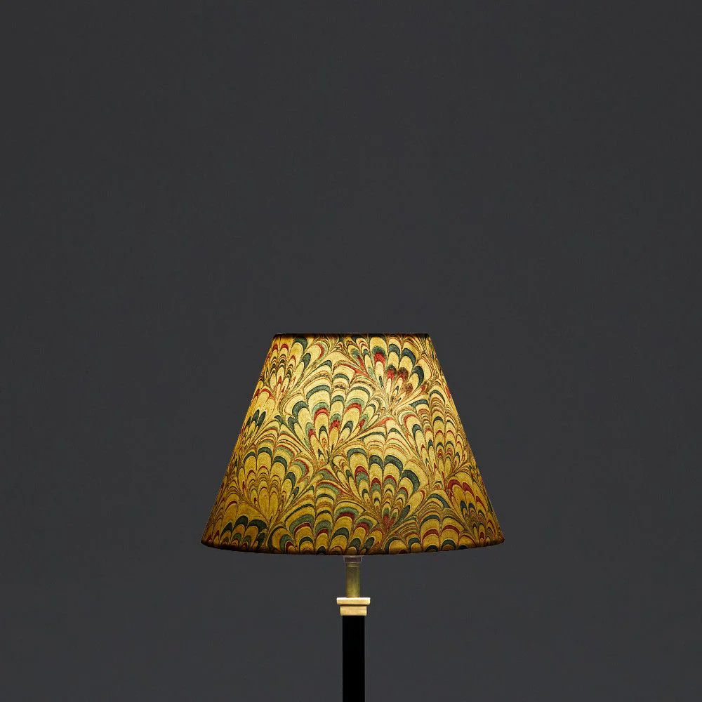 25cm empire shade in hand made marbled paper in golden piave - Image 4