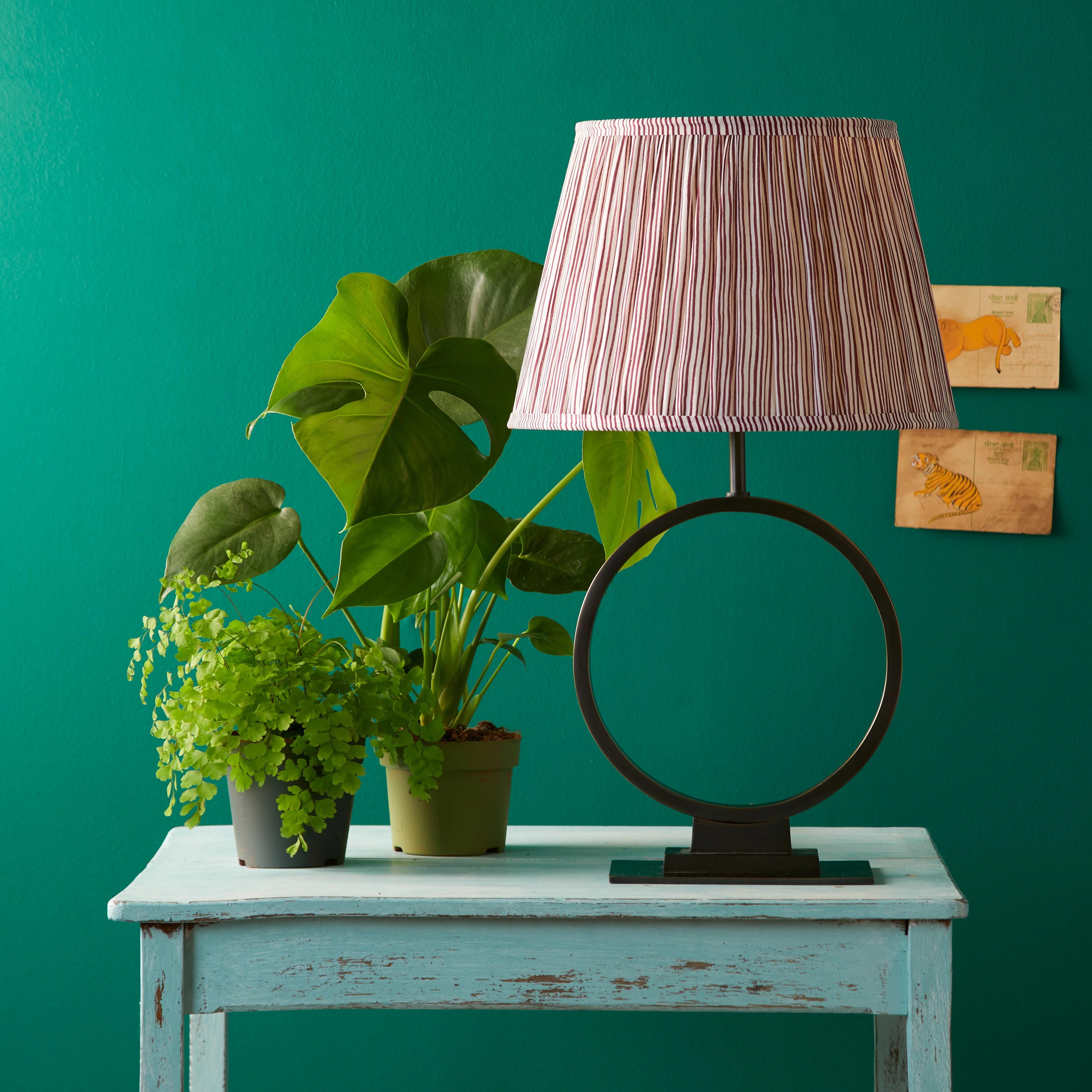 25cm empire shade in ruby candy stripe block printed cotton - Image 4