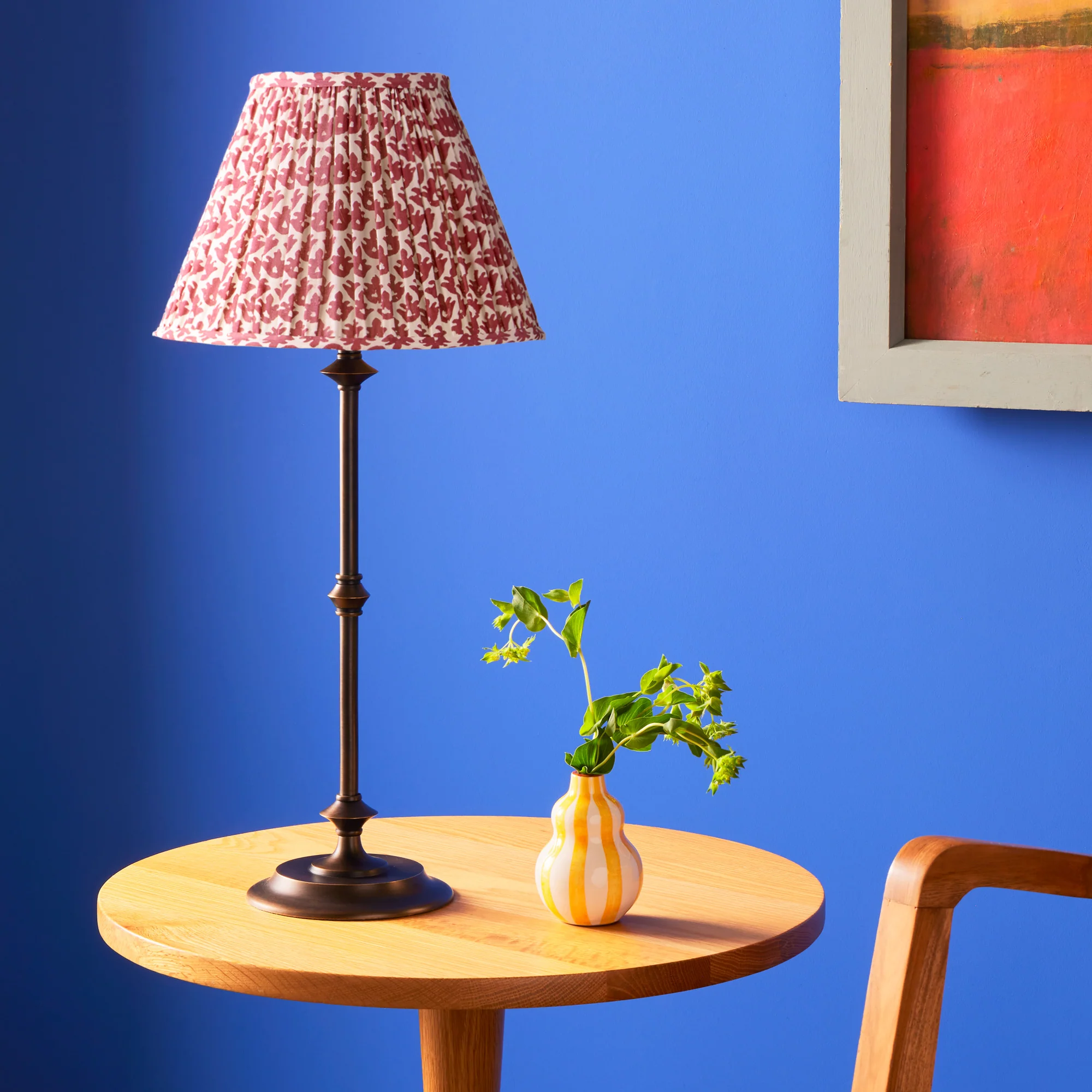 25cm empire shade in temple red block printed cotton - Image 4