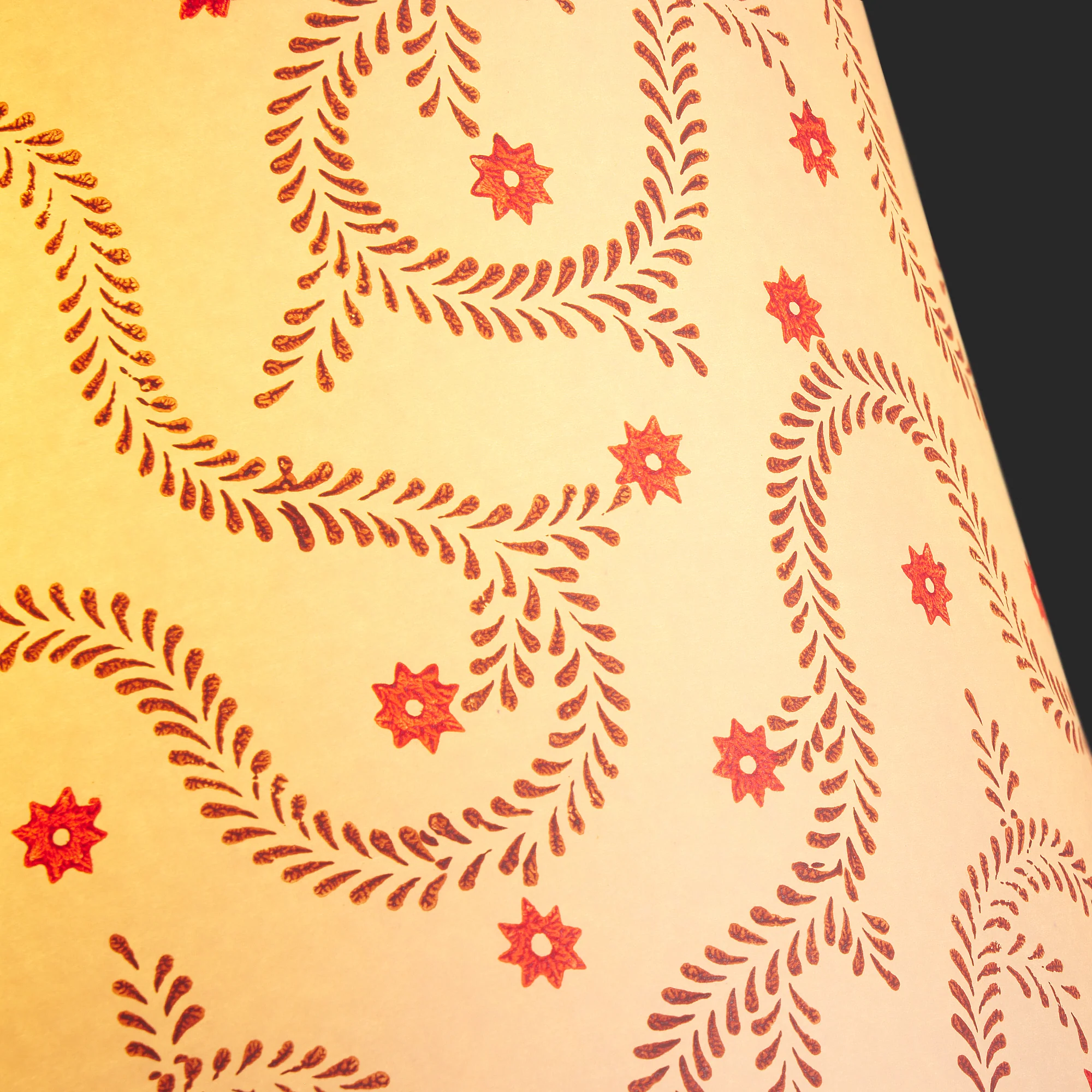 25cm empire shade in wine and crimson hand blocked 'Wiggly Stars' by Ellen Merchant - Image 3