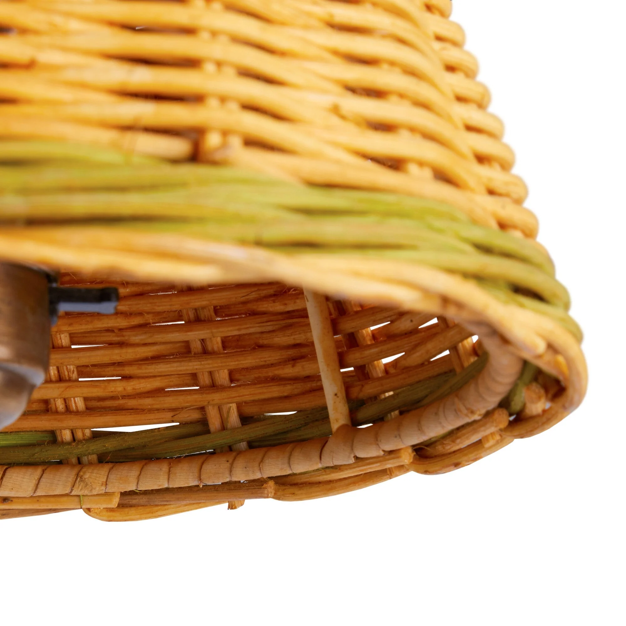 25cm empire shade in natural rattan with green stripe - Image 2