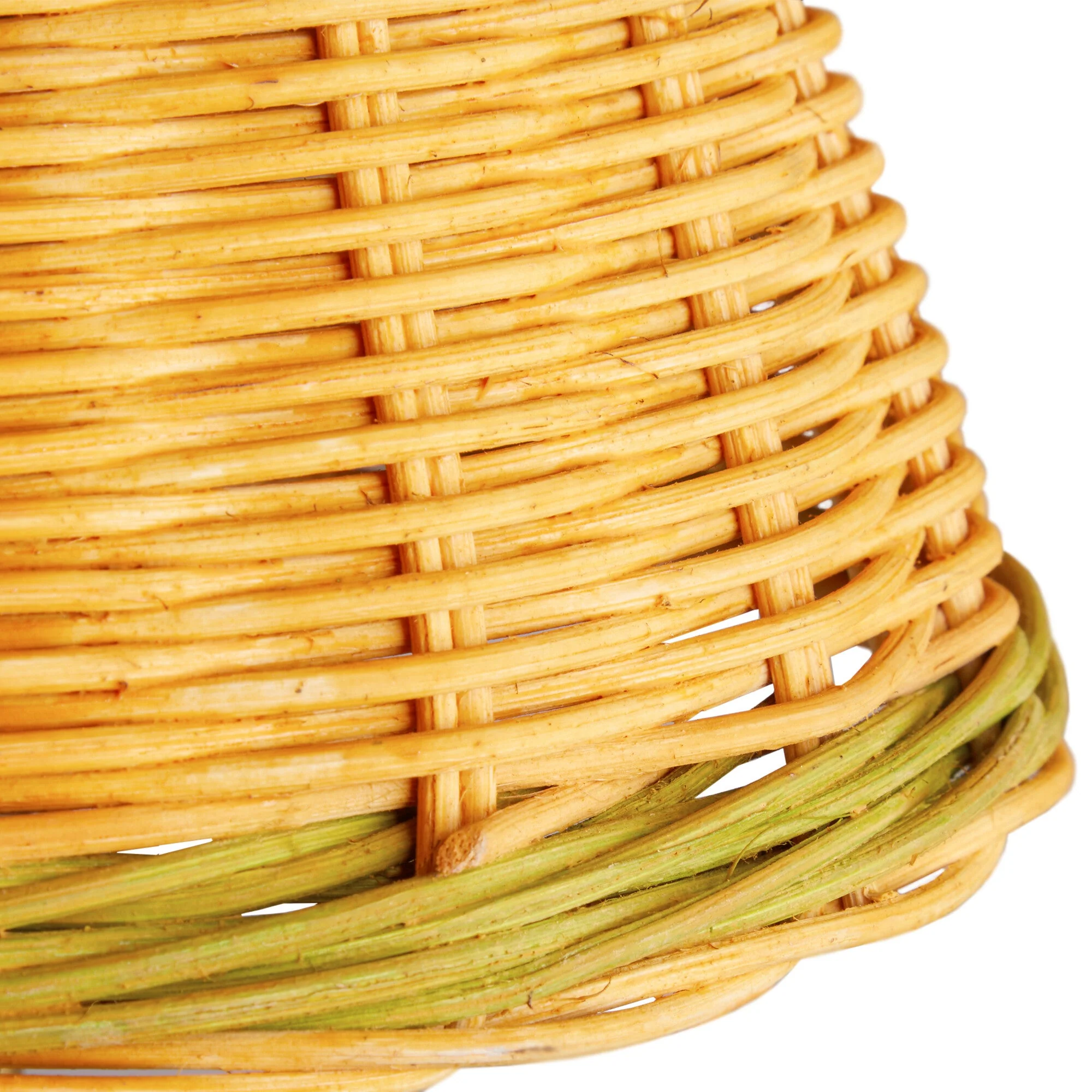 25cm empire shade in natural rattan with green stripe - Image 3