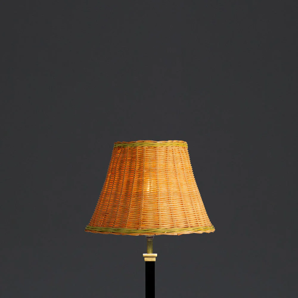 25cm empire shade in natural rattan with green stripe - Image 4